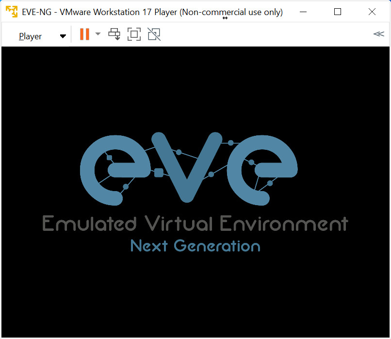 VMware Workstation 17 Player (Non-commercial use only) launching EVE-NG