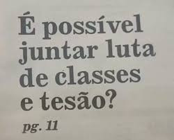 Título de coluna de jornal onde se lê "É possível juntar luta de classes e tesão? pg.11"