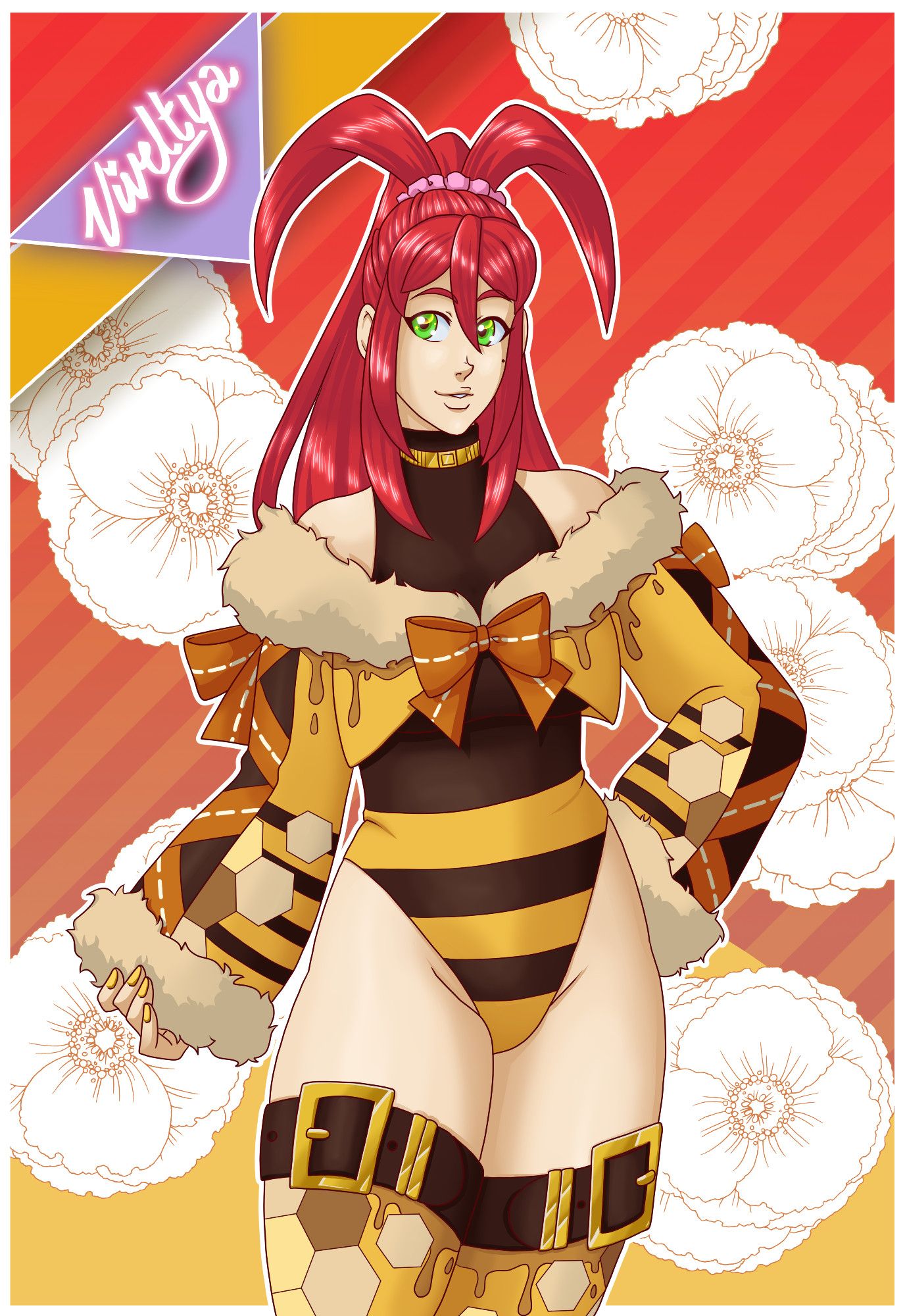 Viv in a bee inspired outfit