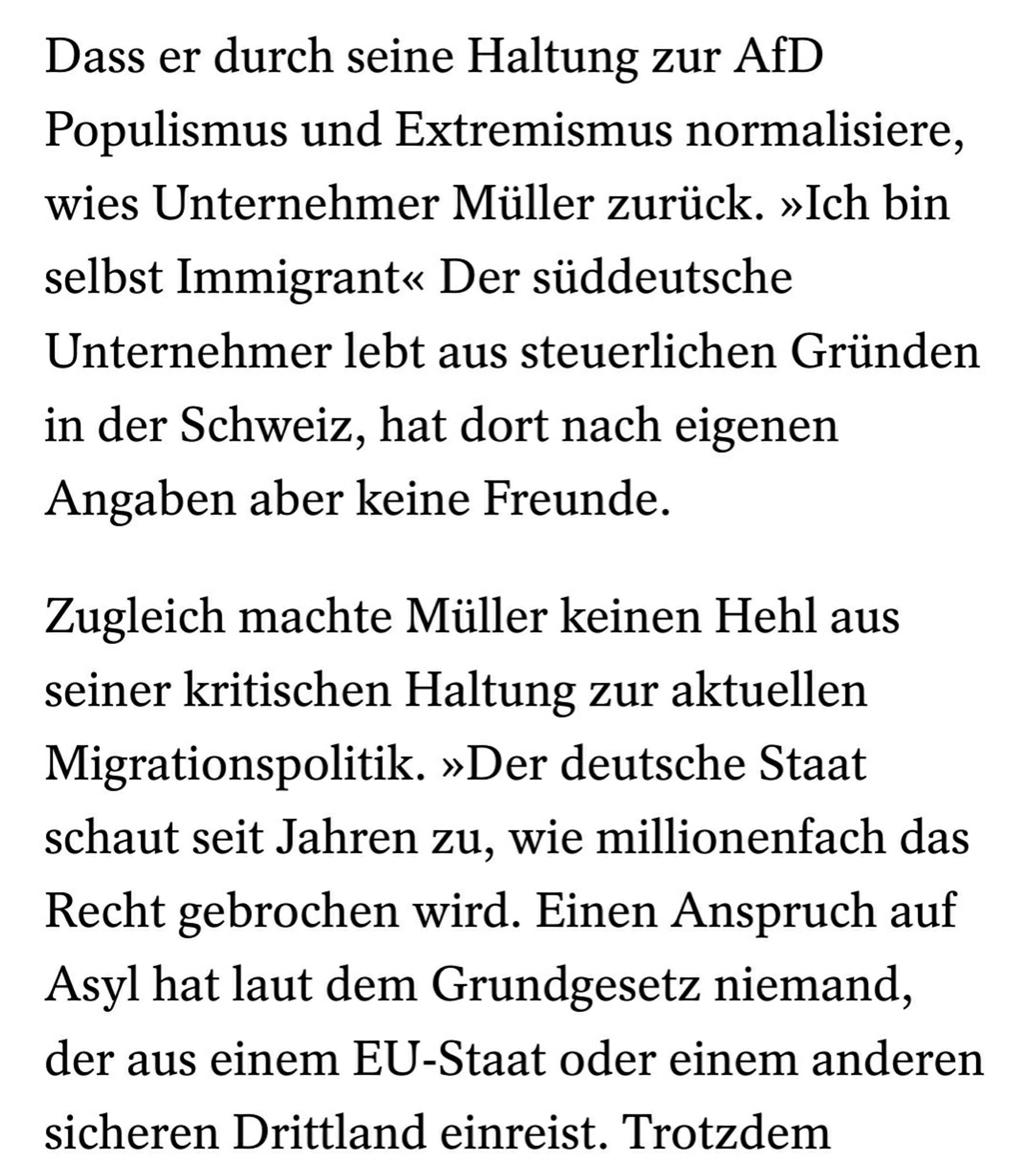 Ausschnitt Spiegel-Artikel zu Müller