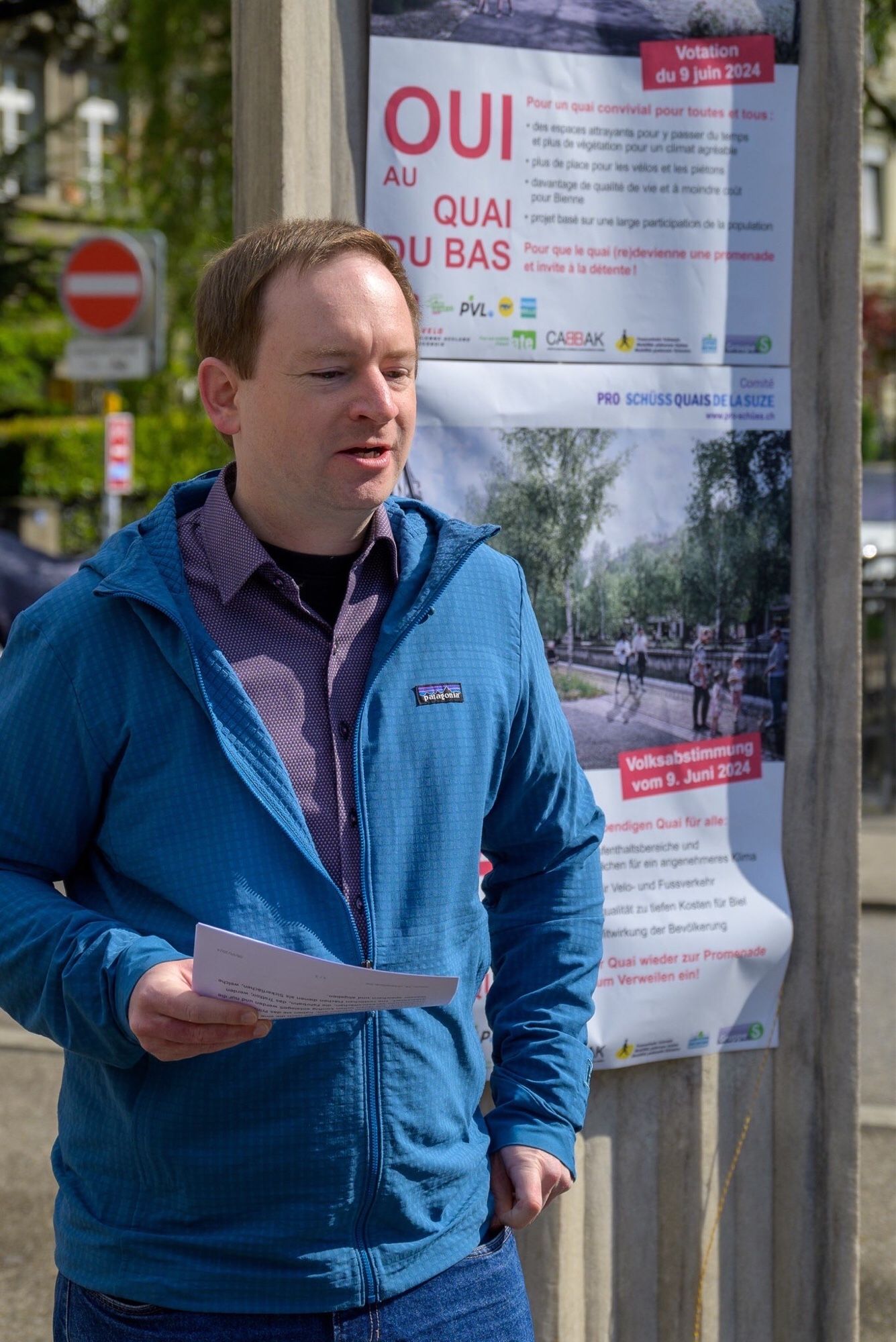 Dennis Briechle spricht zur Lancierung der Abstimmungskampagne