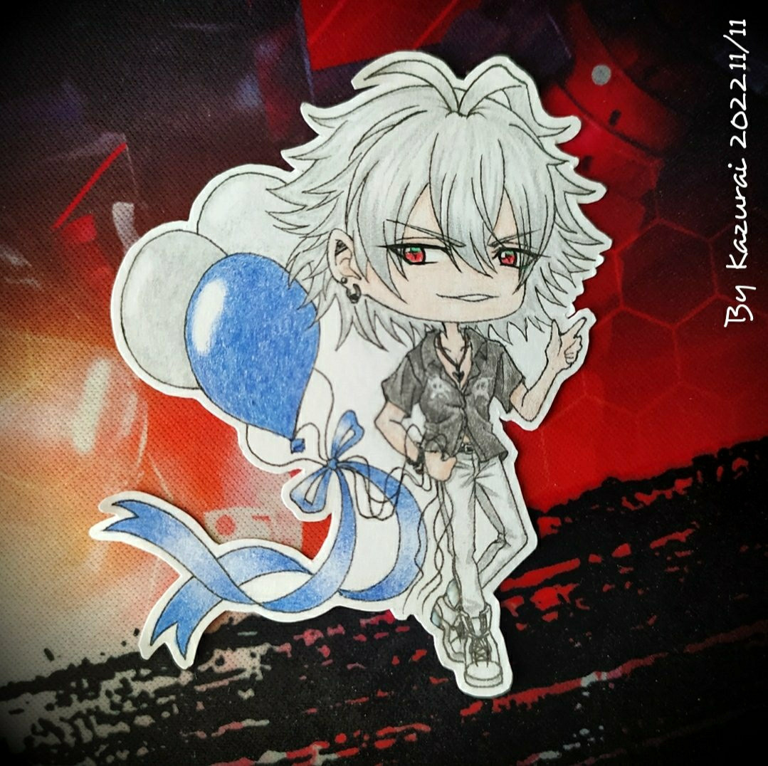 Samatoki birthday chibi art from 2022

Samatoki in his birthday 2021 outfit with 3 birthday ballons with blue, gray and white color