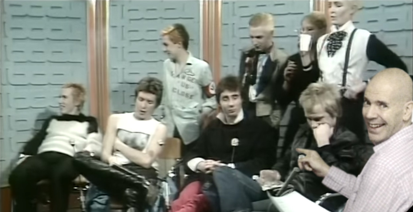 Pete Prodge live on Thames Television with The Sex Pistols. Today, 1976.