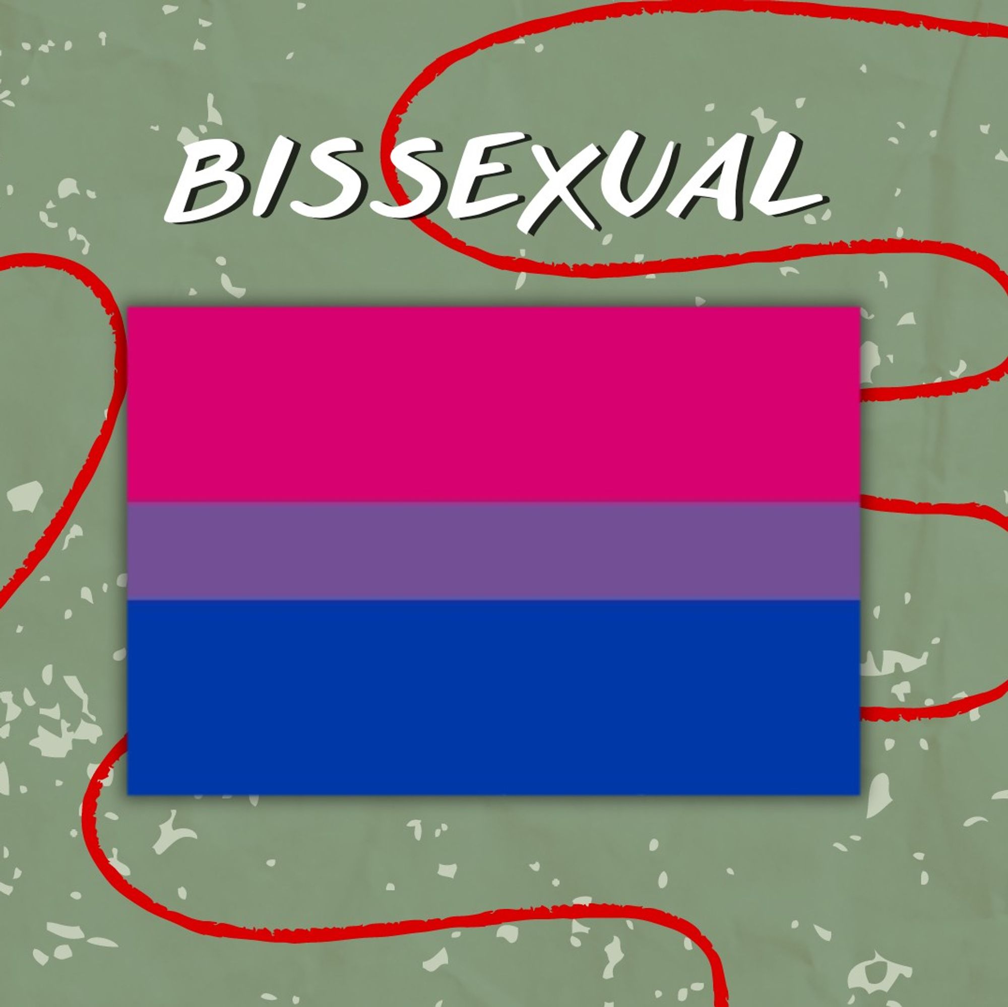 bandeira bissexual em rosa, roxo e azul.