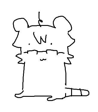 A mouse-like character with glasses sits in the middle of a white void drawn in MSPaint. It has a content expression on its face,