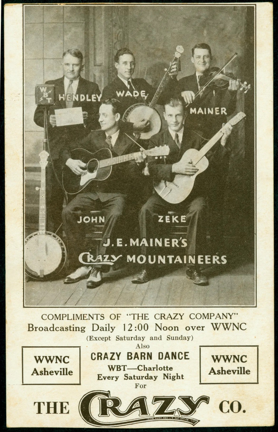 Ad for J.E. Mainer’s Mountaineers.