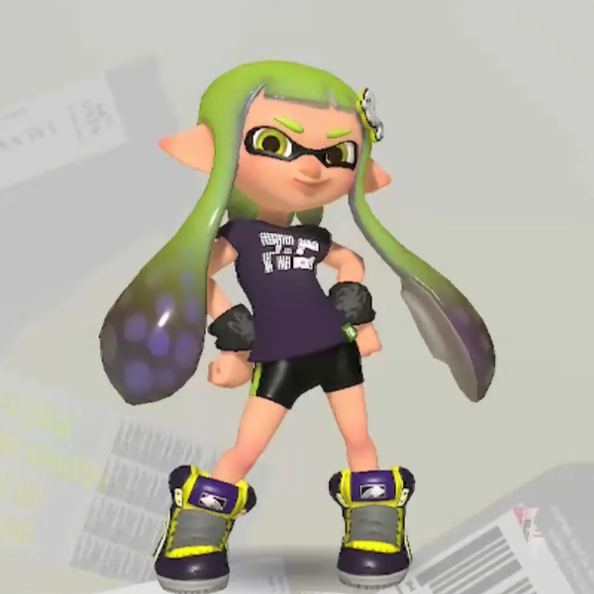 Squid Hairclip [Amiibo] (Splatoon 1inkling girl orange/green)
Octo Tee [Cuttlegear]
Purple Hi-Horses [Zink]