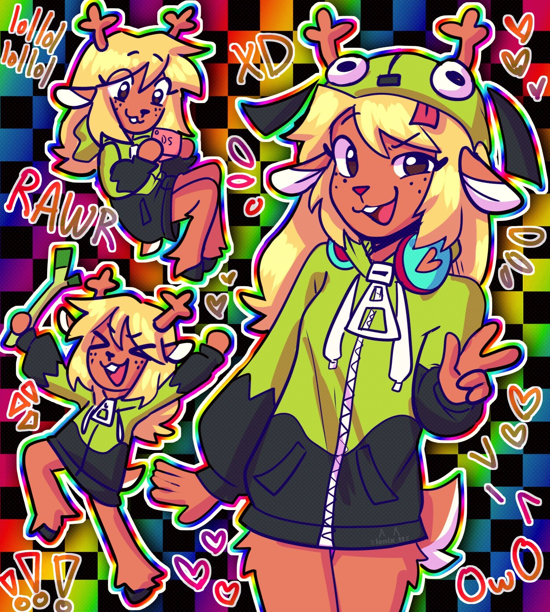 a drawing of Noelle from Deltarune in an outfit from VyletPony's music video "Antonymph"