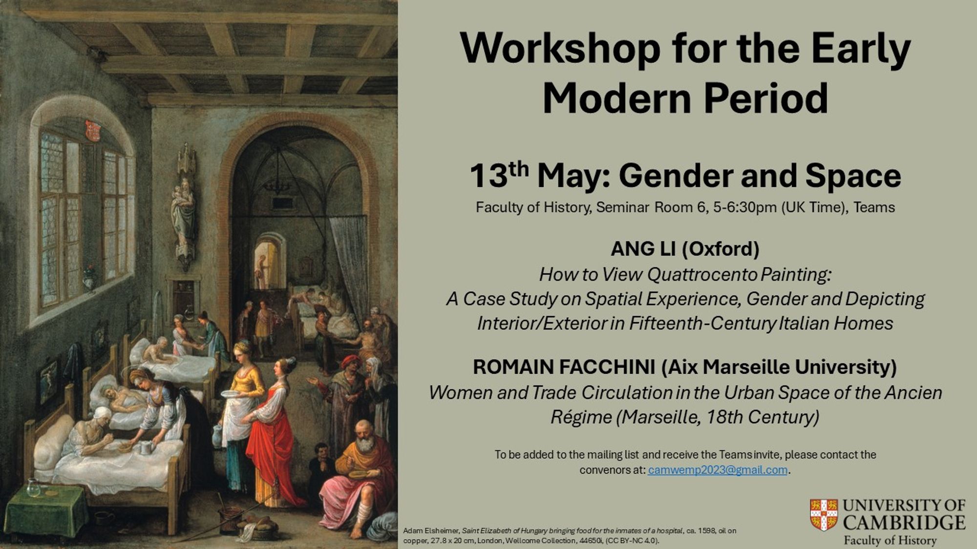 WEMP Session 13 May (5-6:30pm), Gender and Space, the Teams link will be circulated through the mailing list only.