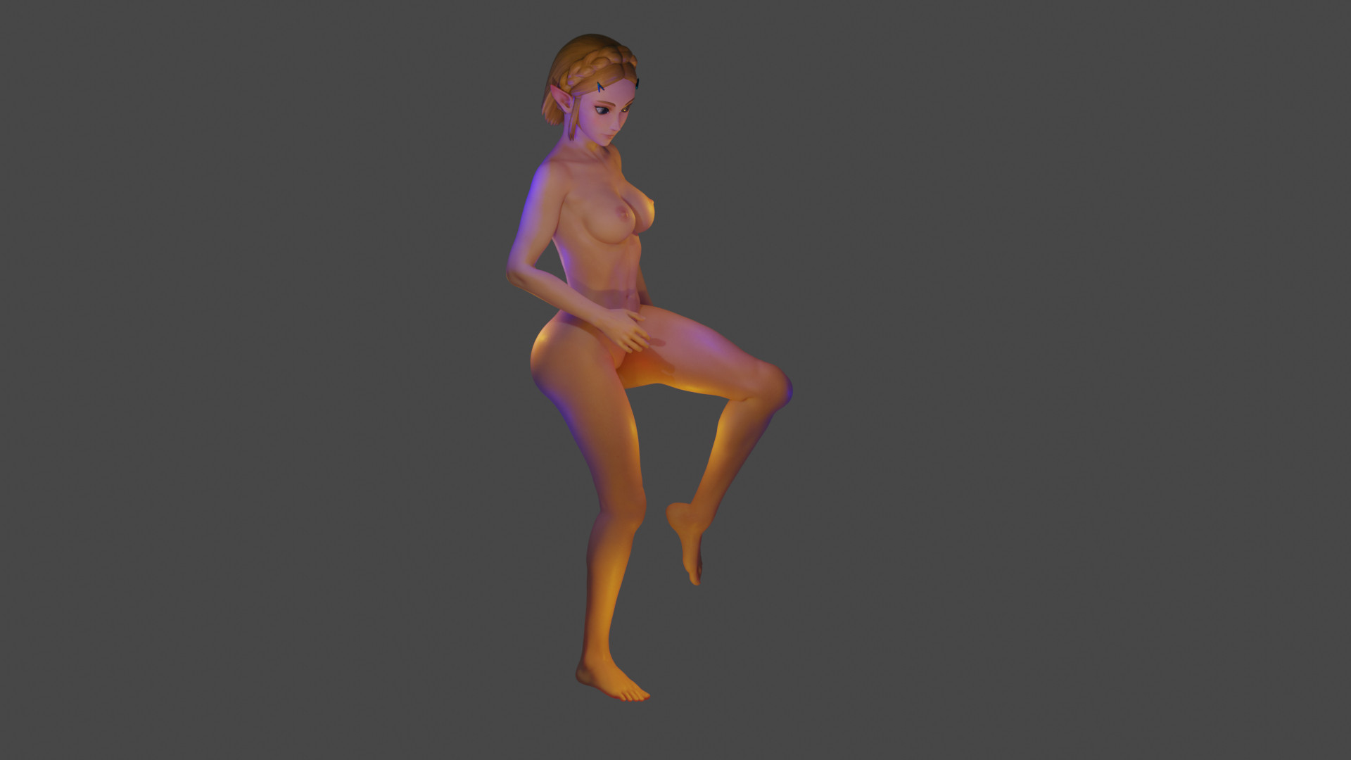 nude woman with one knee up