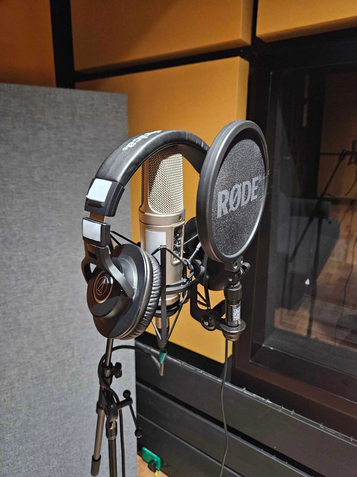 Studio mic and headphones