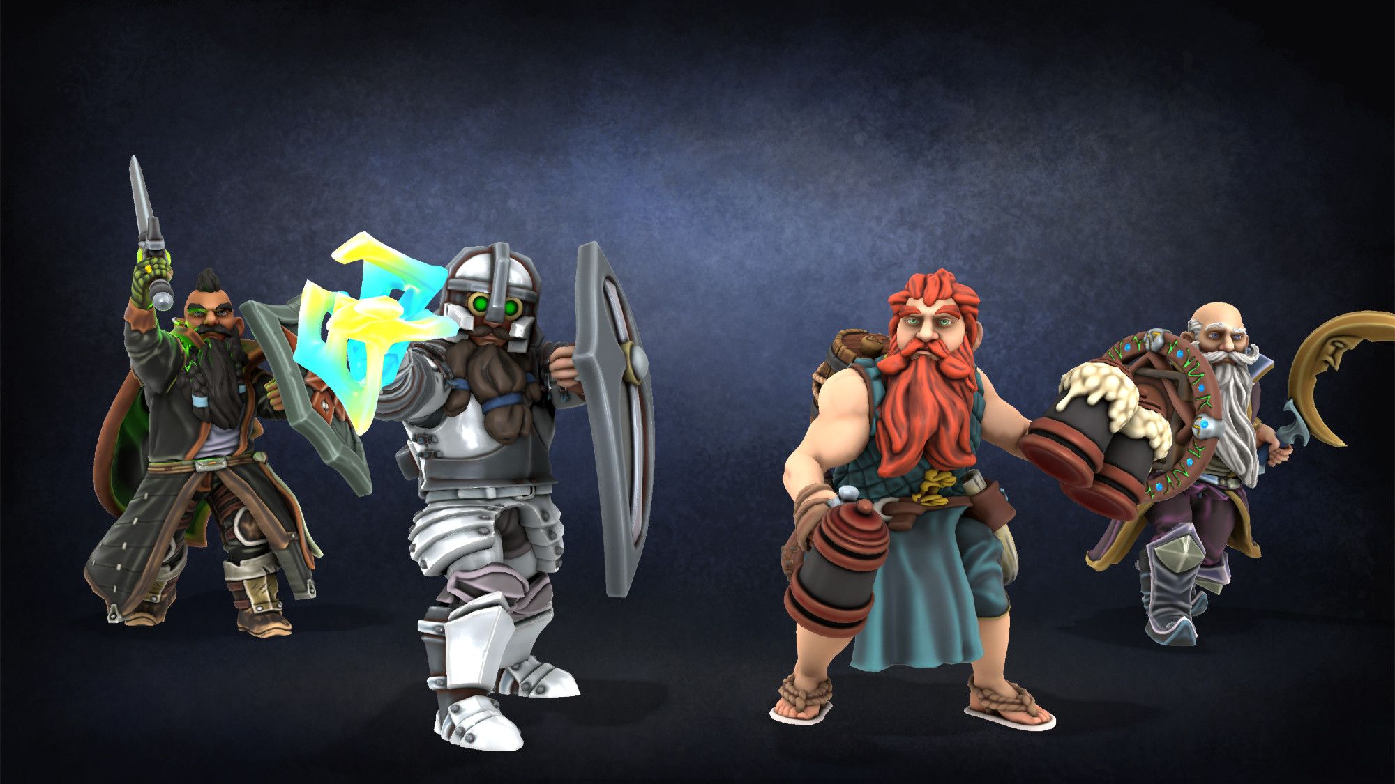 4 Dwarven Heros ready for Battle. Dungeons and Dragons