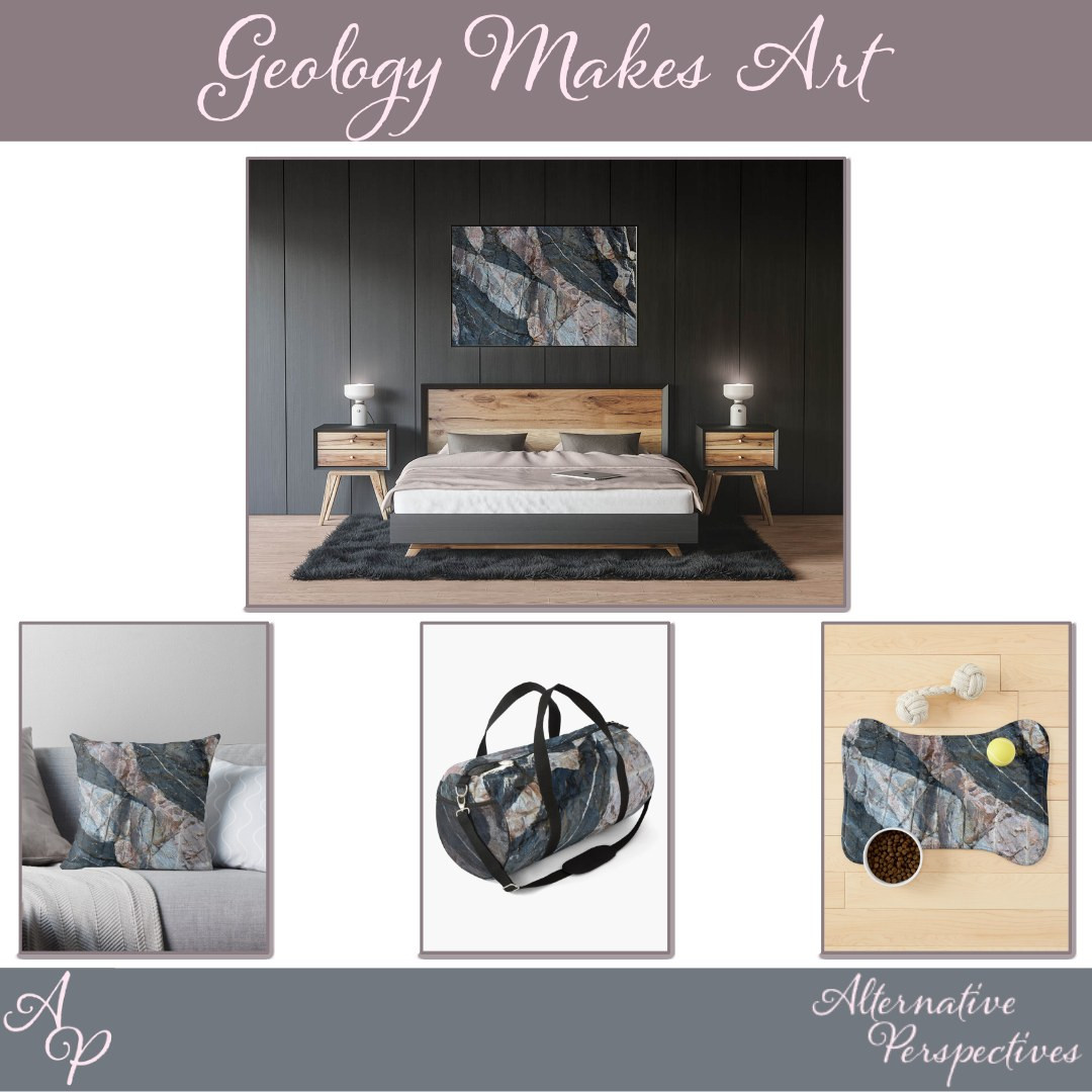 Geology Makes Art image shown on the following products: wall art, cushion, duffle bag, pet mat