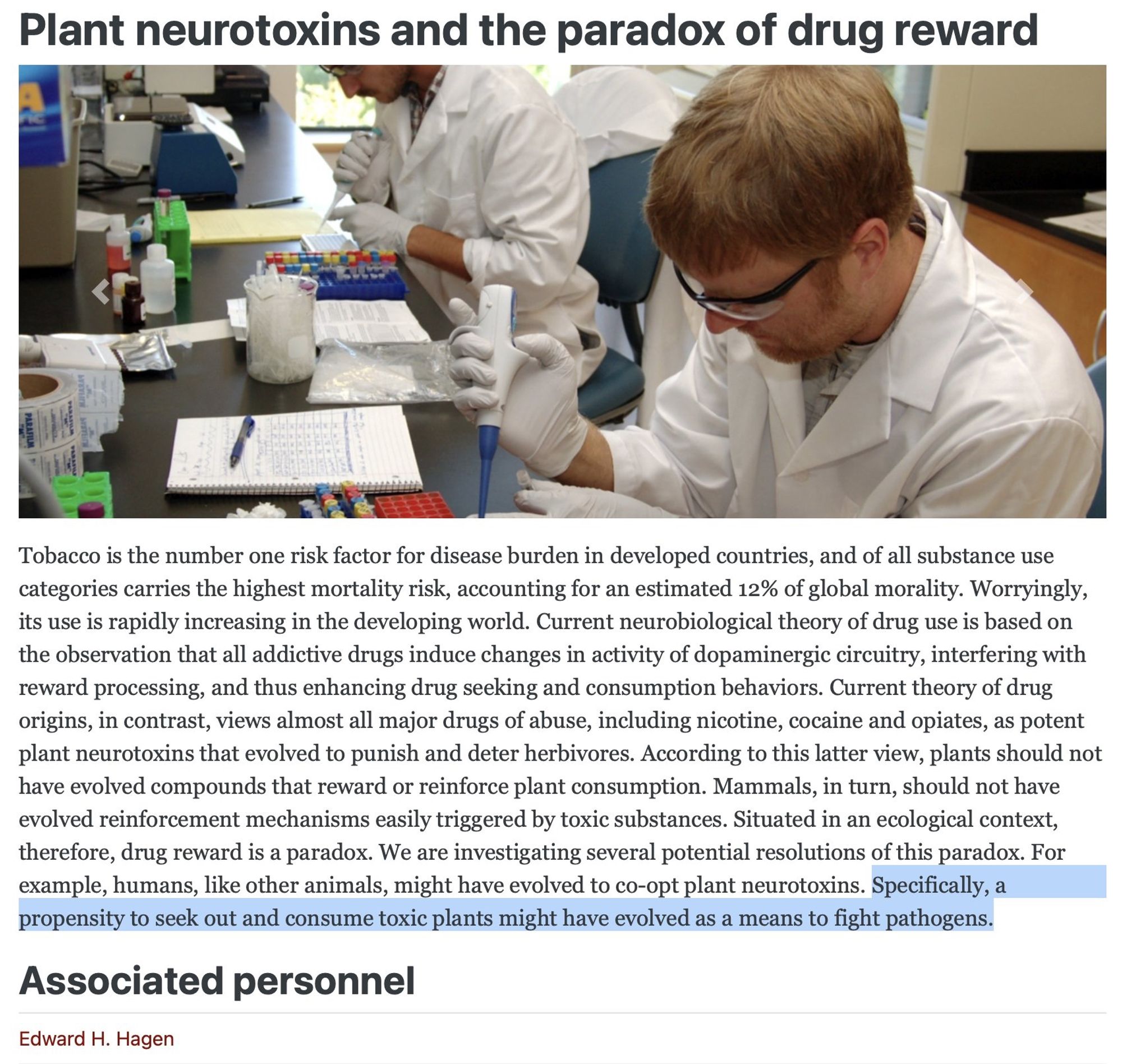 Plant neurotoxins and the paradox of drug reward