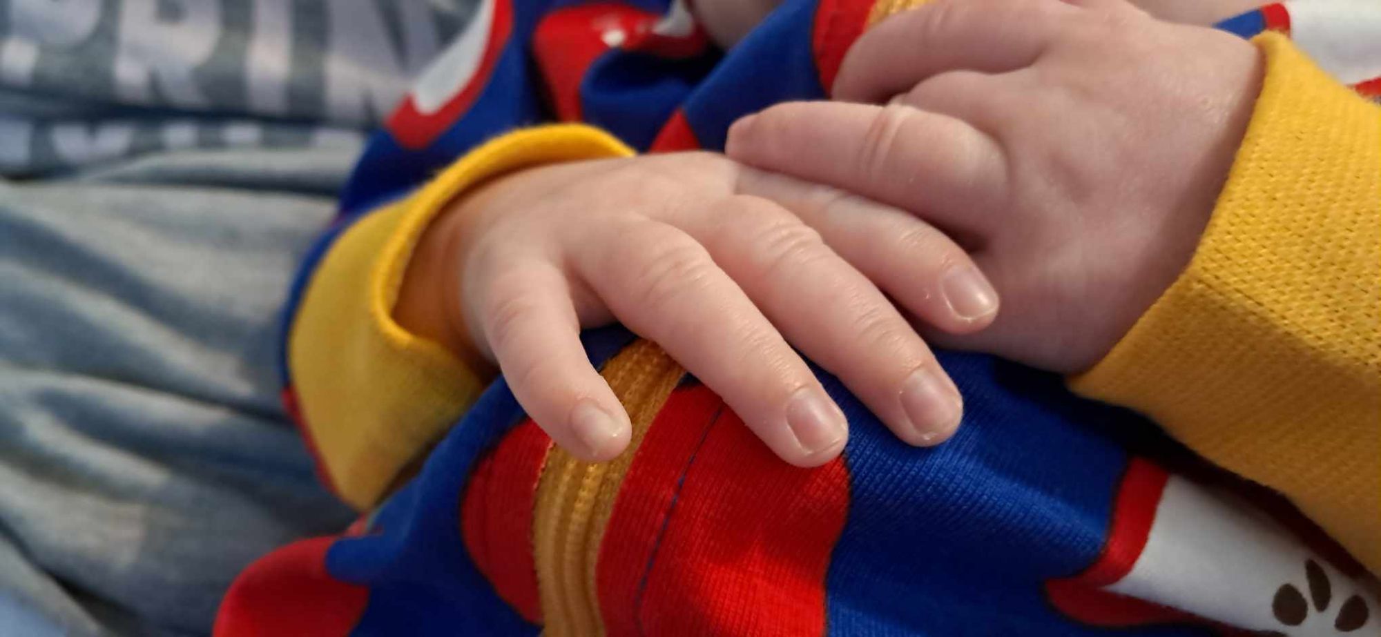 Extreme close up photo of my month old nephew's hands