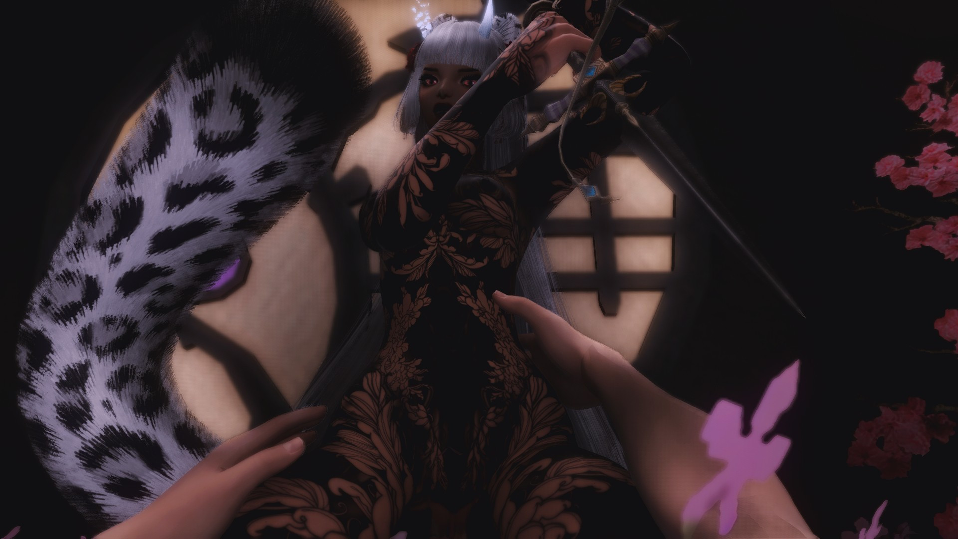 POV of getting rided by a naked miqote who is also about to end your life