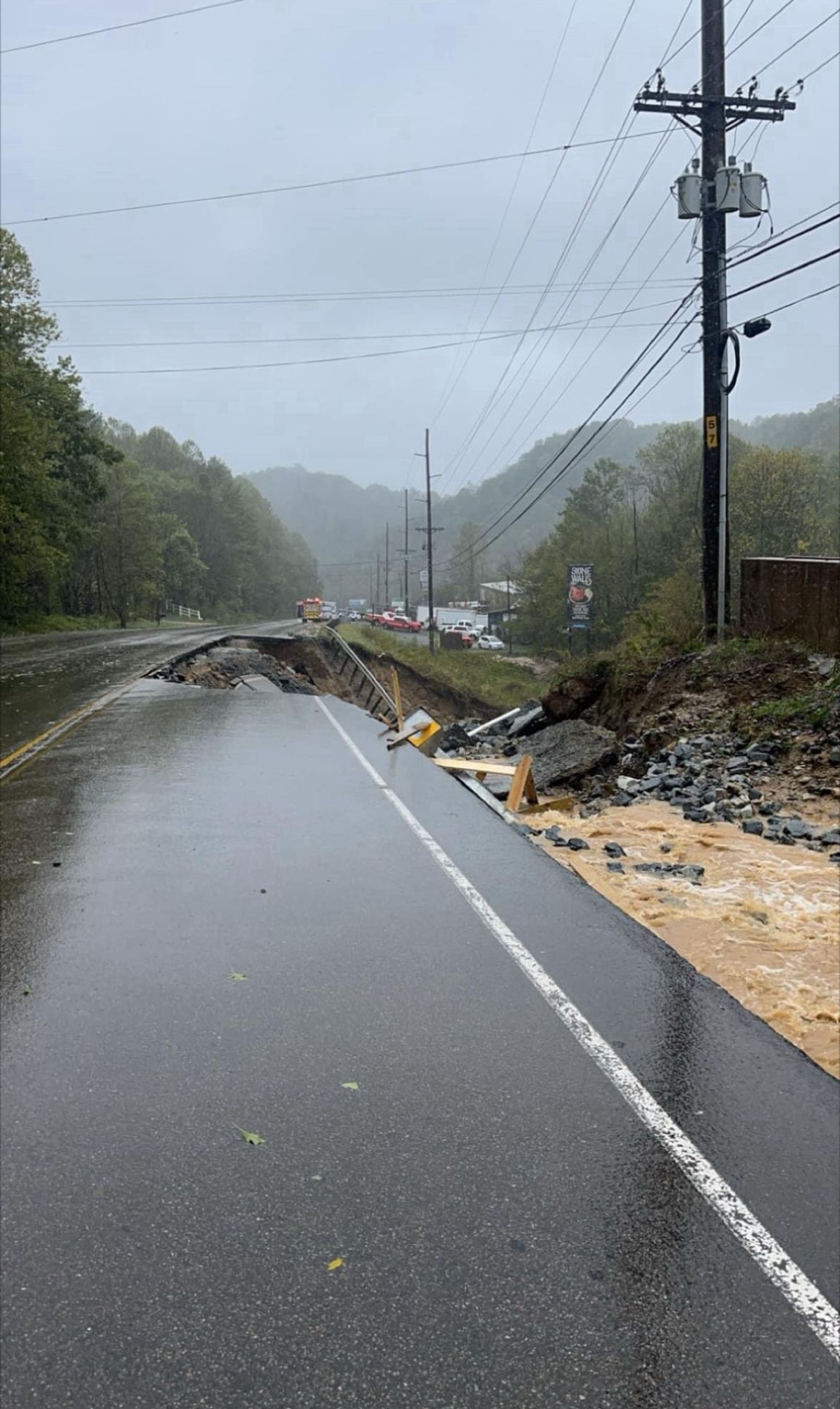 Road collapsed.