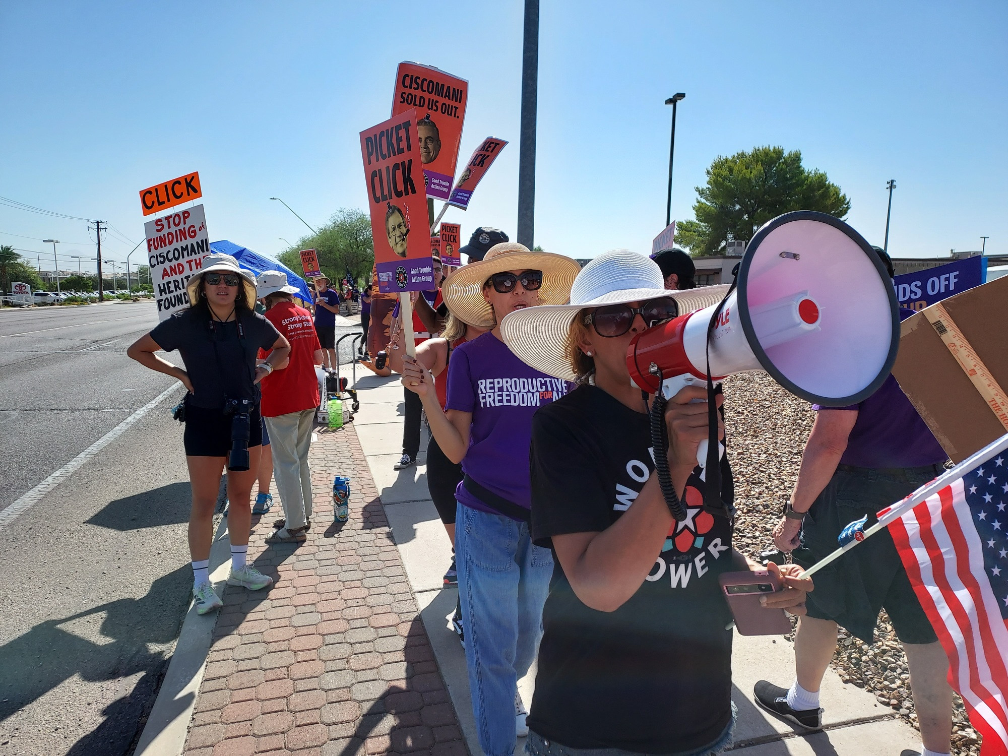 protesters lined the streets