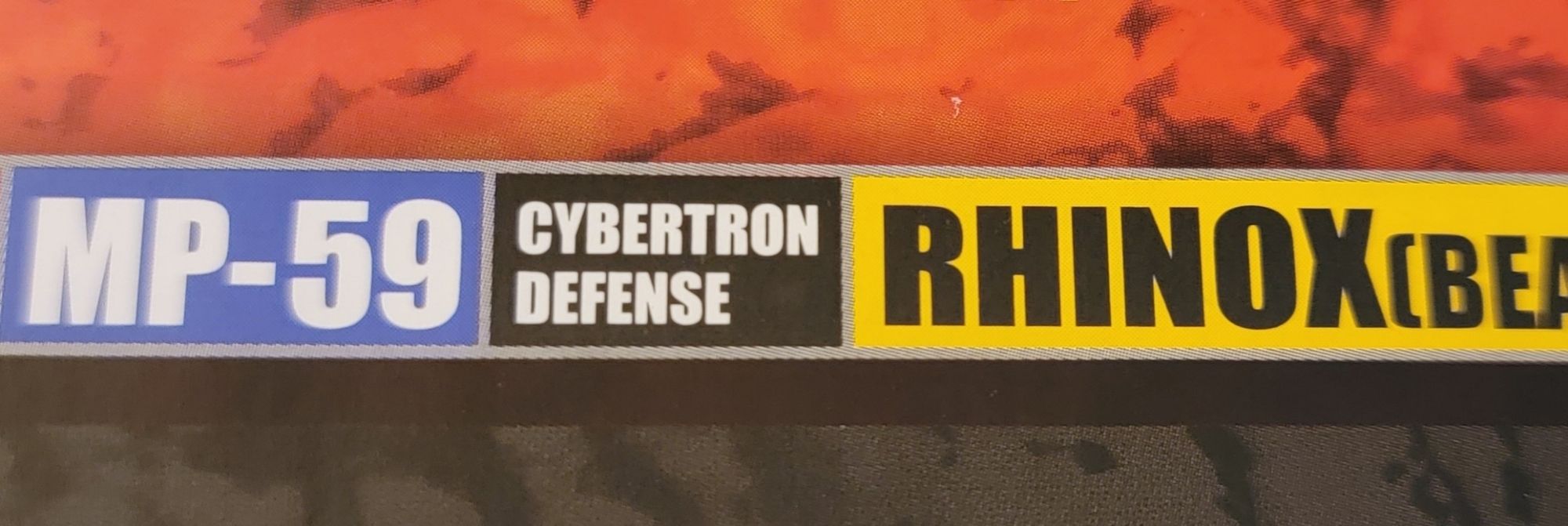 MP-59 Cybertron Defense Rhinox title banner from the toy's instructions