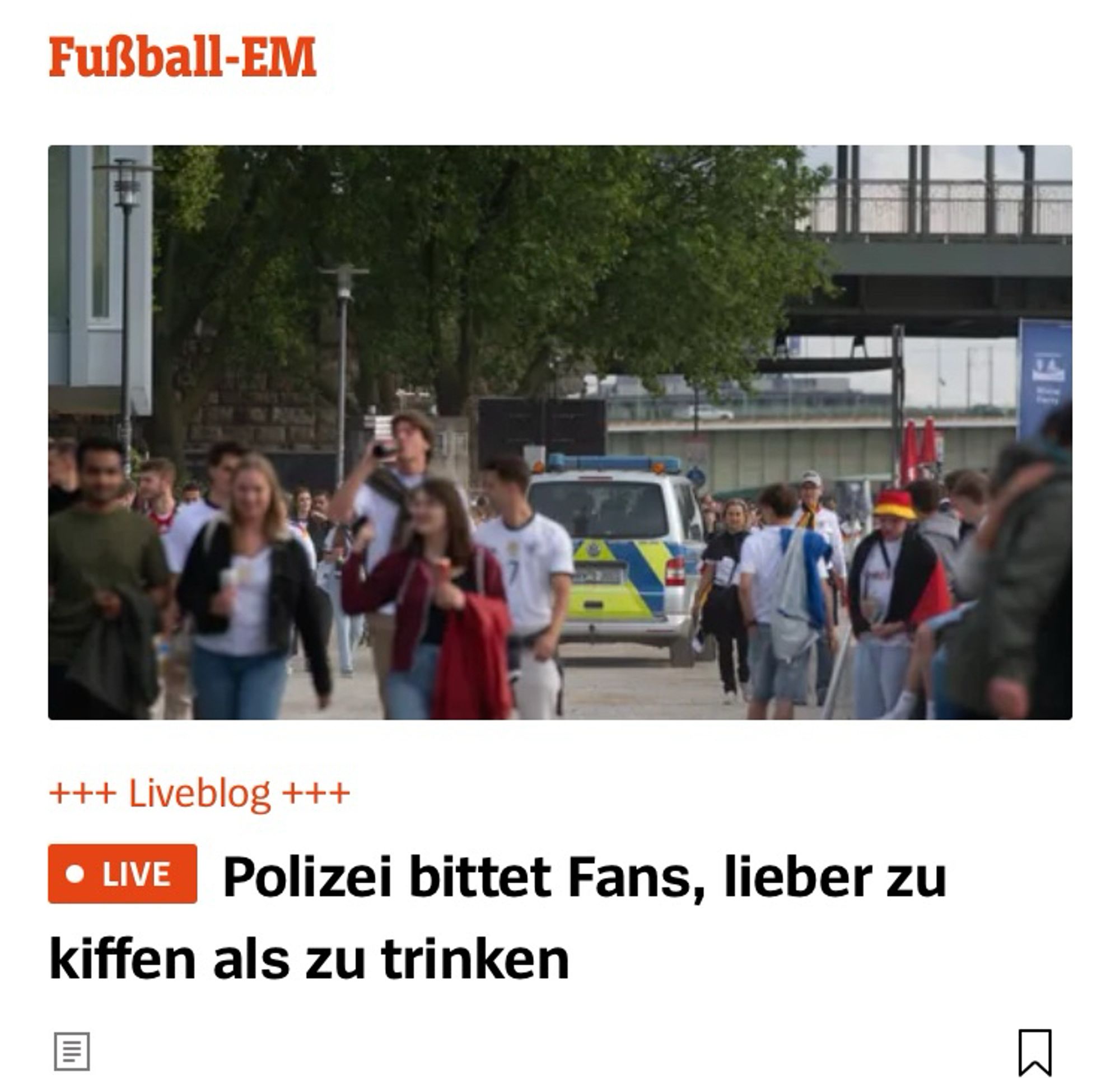 Polizei bittet Fans, lieber zu kiffen als zu trinken