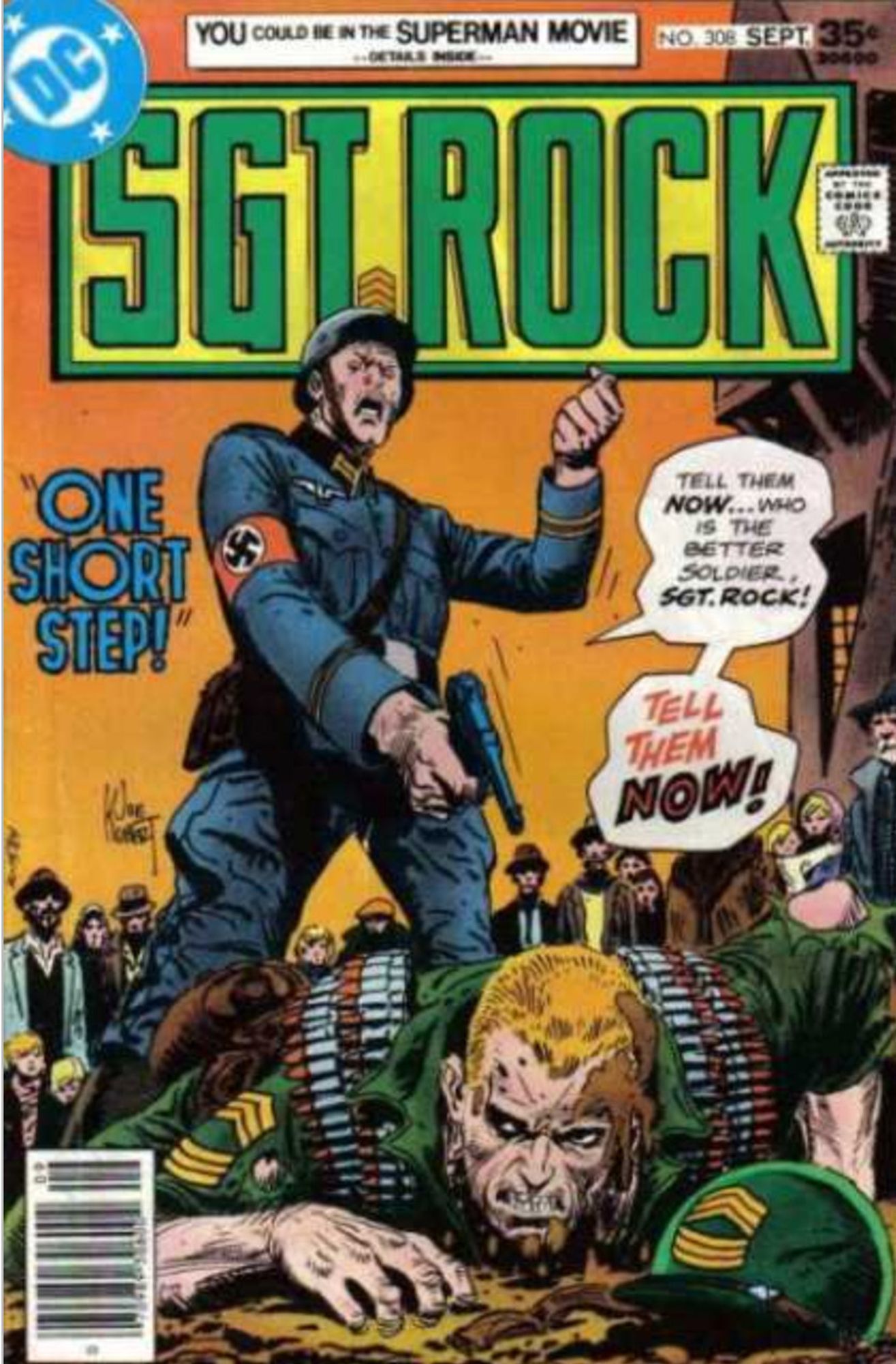 Sergeant Rock comic book cover. Rock was a hero in fighting the NAZI enemy.