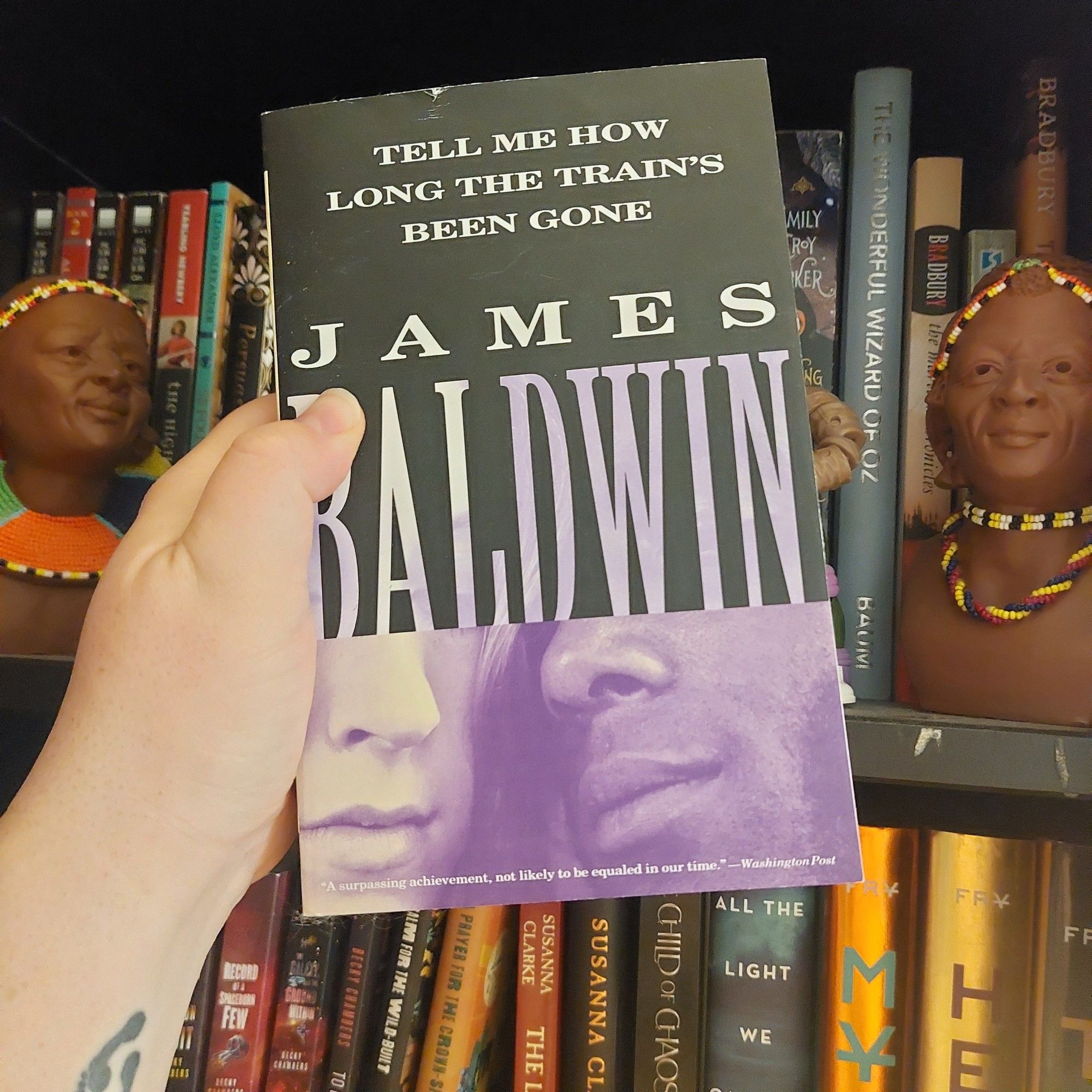 Photo of softcover edition of Tell Me How Long the Train's Been Gone by James Baldwin.