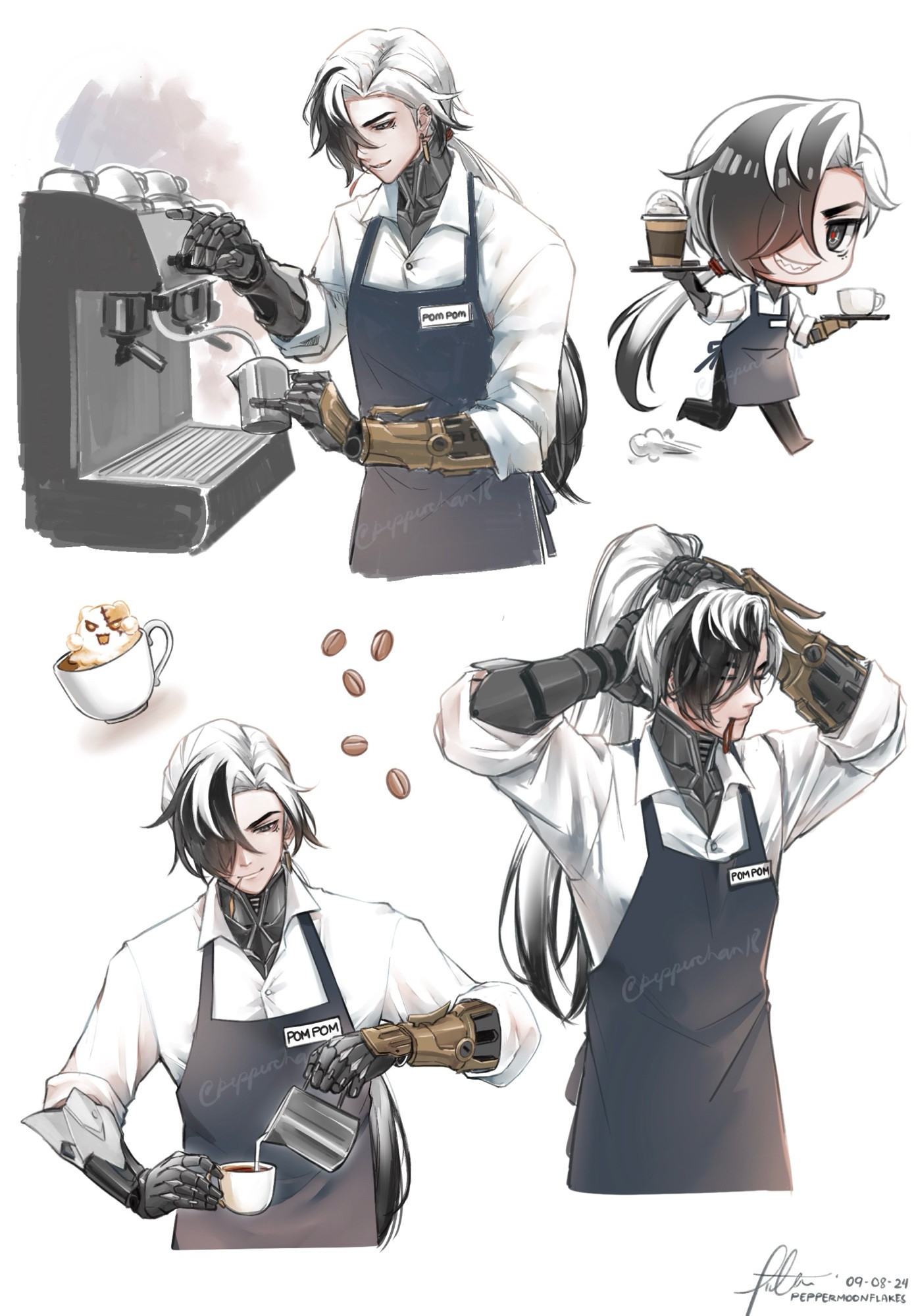 Boothill working as a coffee barista