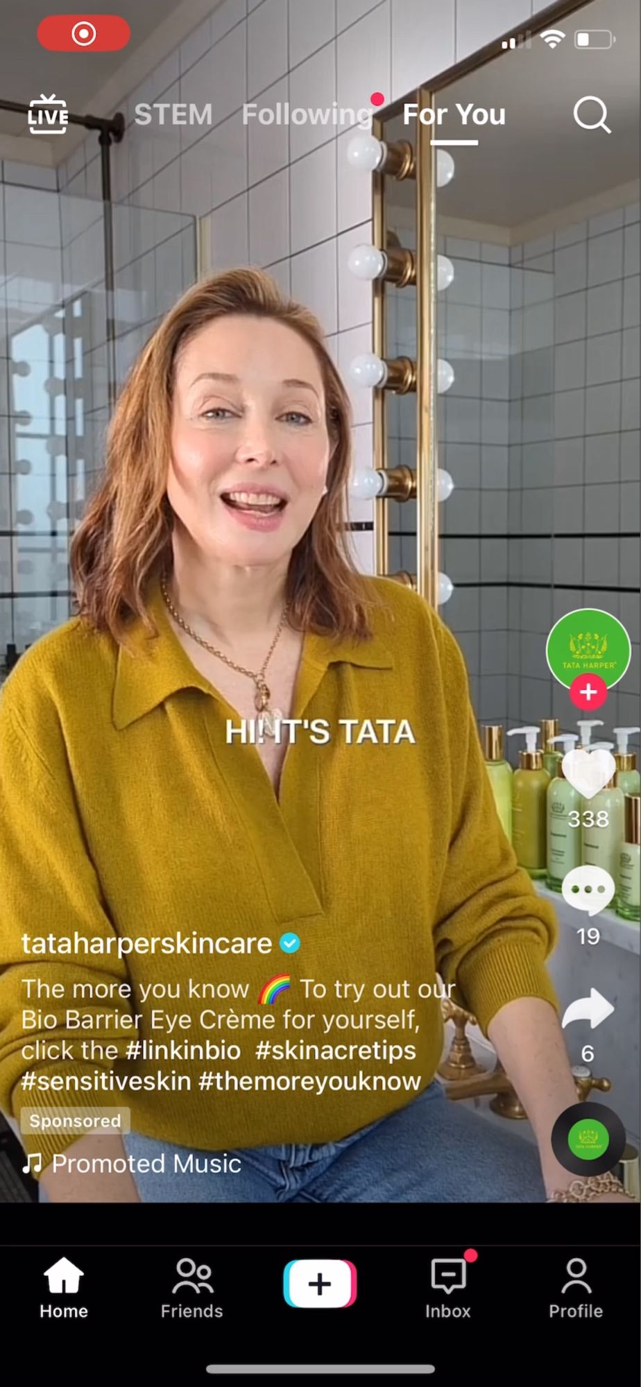 screenshot of tiktok ad saying Hi! It’s Tata