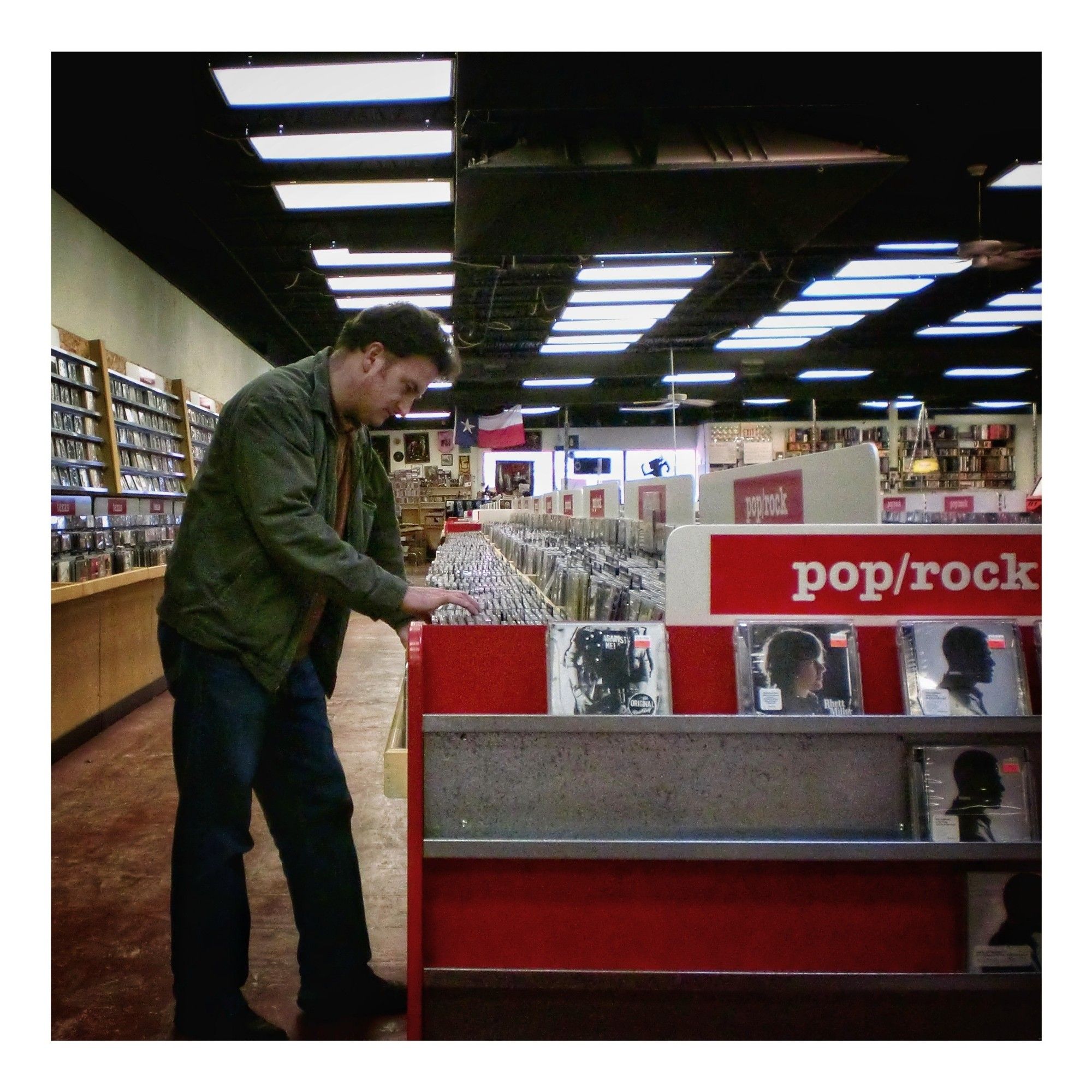 Dork in Cheapo Records in Austin Texas