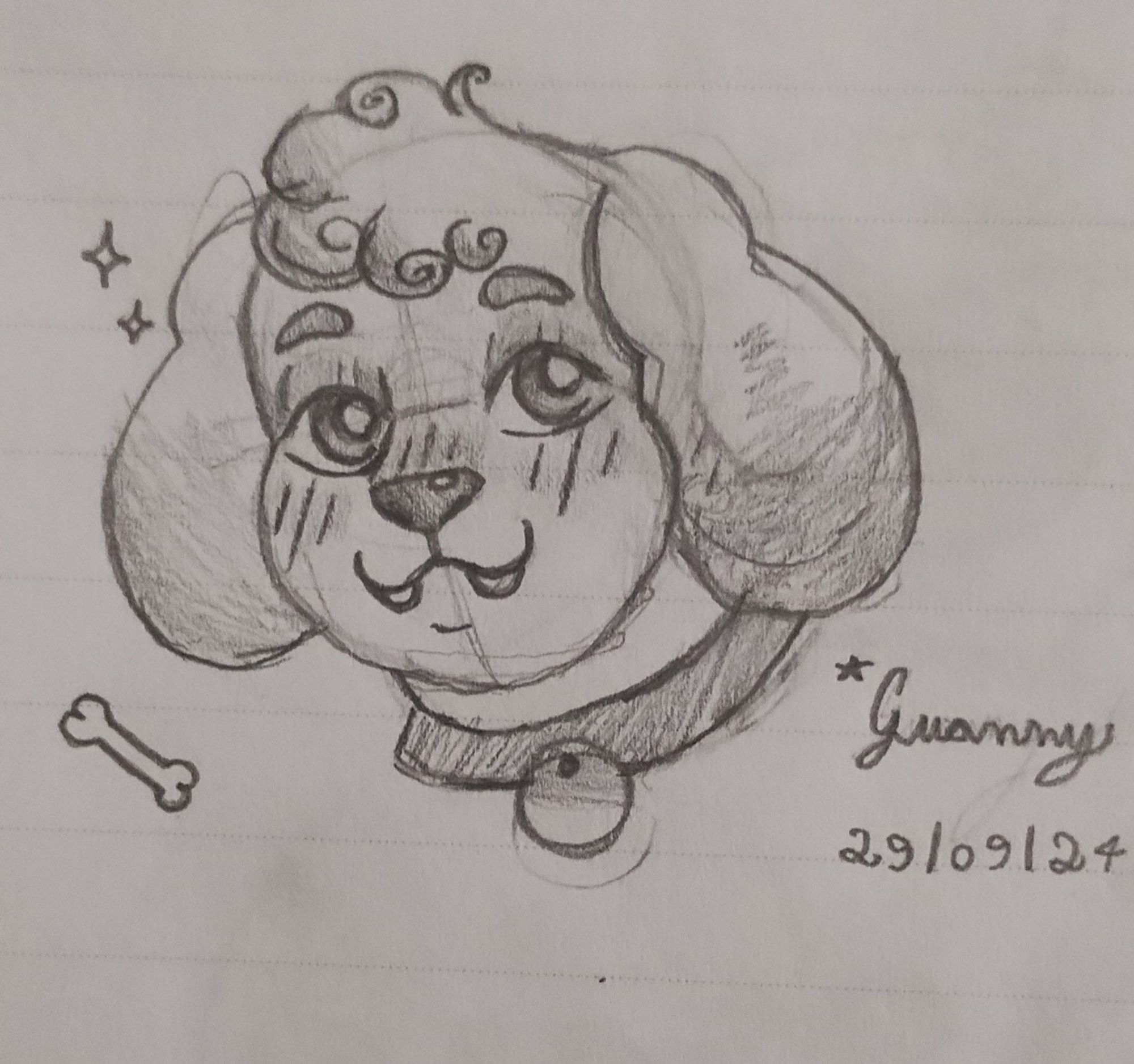 Traditional draw of a chubby dog