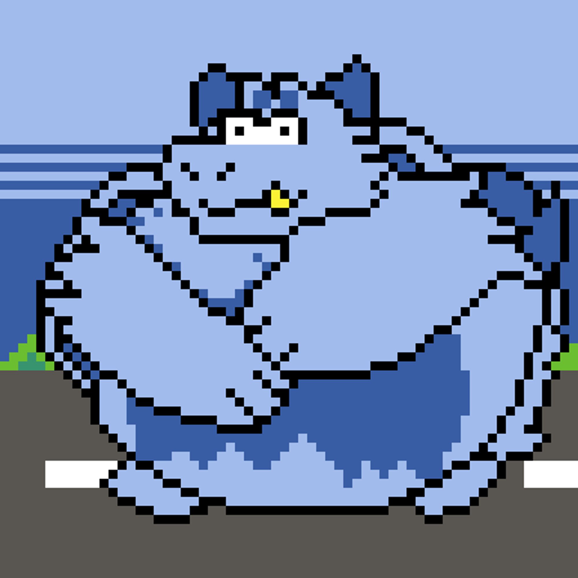 rolling dragon on a street pixelart