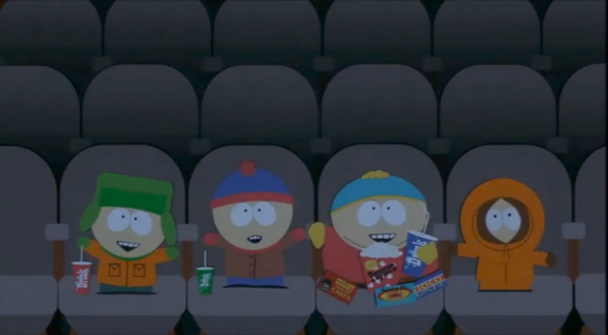 Picture of the South Park kids havin fun in a theater