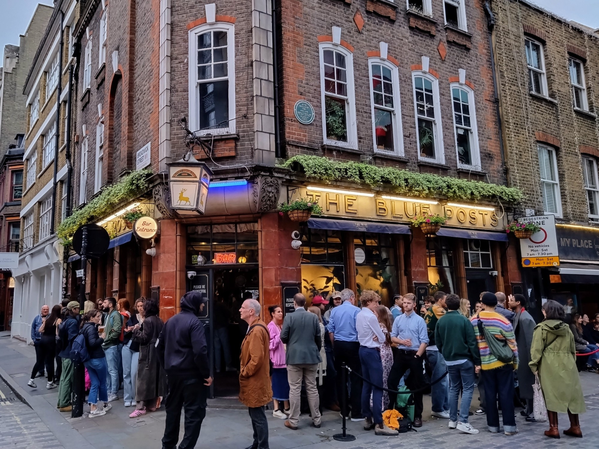 The Blue Posts pub in Berwick Street, Soho