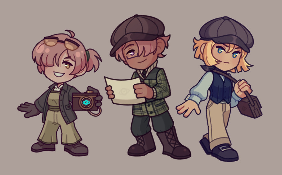 Chibis of older/present Lunede, Jasper and Mihne