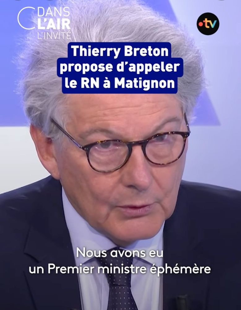 Thierry Breton propose d'appeler le RN à Matignon.