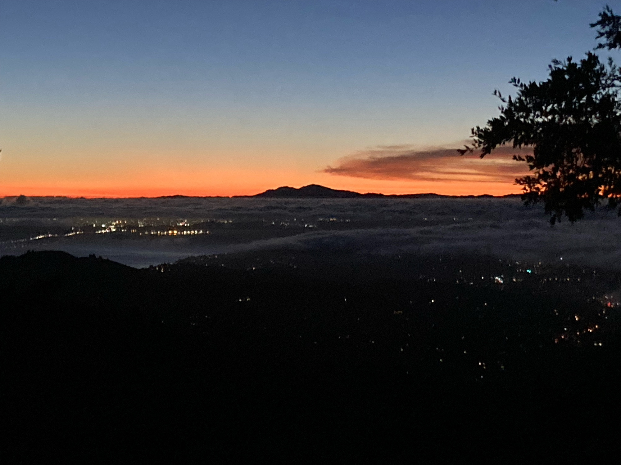 Mount Diablo before sunrise from Mount Tam