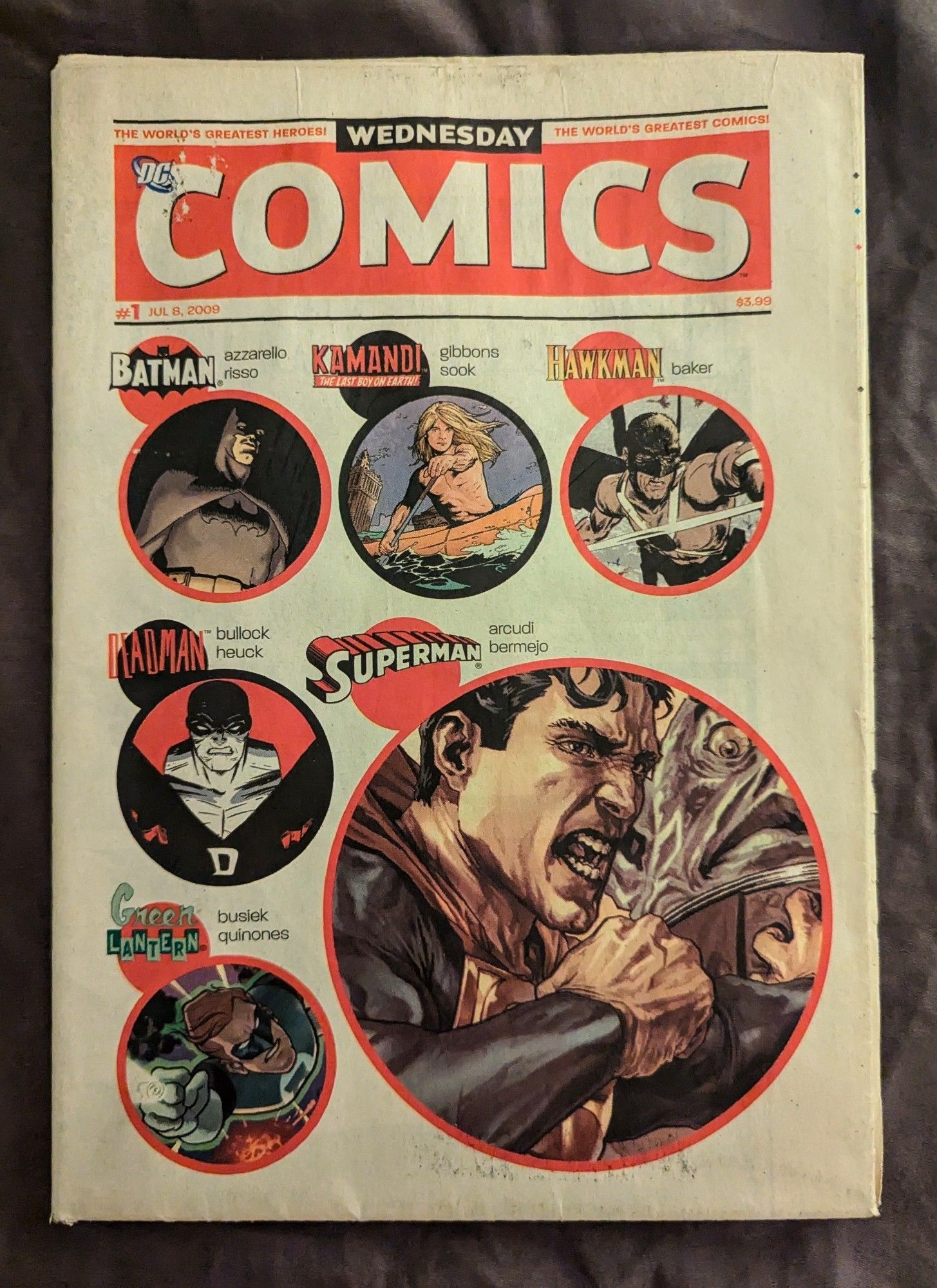 'Front' cover of WEDNESDAY COMICS featuring images from six of the stories included.