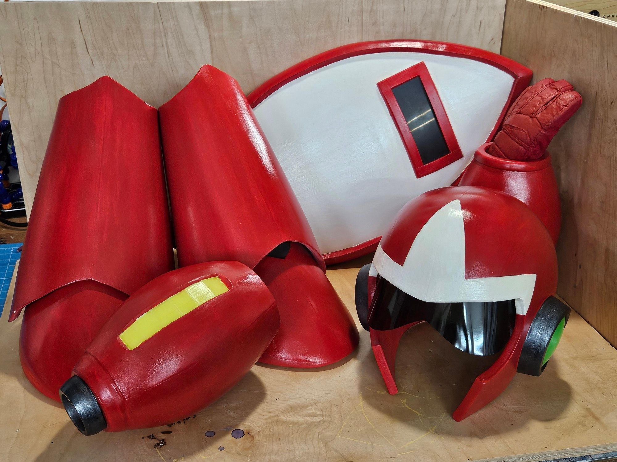 Finished eva foam protoman costume parts