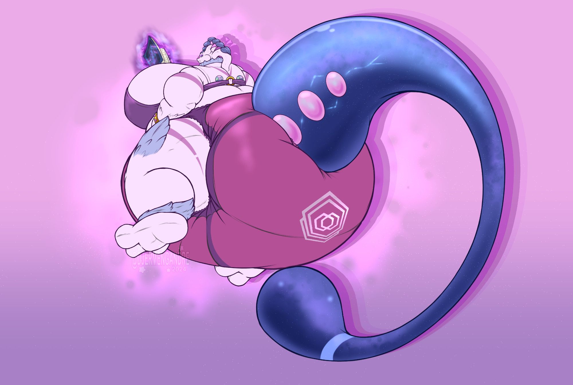 Magnus the Mewtwo wearing a big ol' diap styled like Bede's coat in Pokemon Sword and Shield