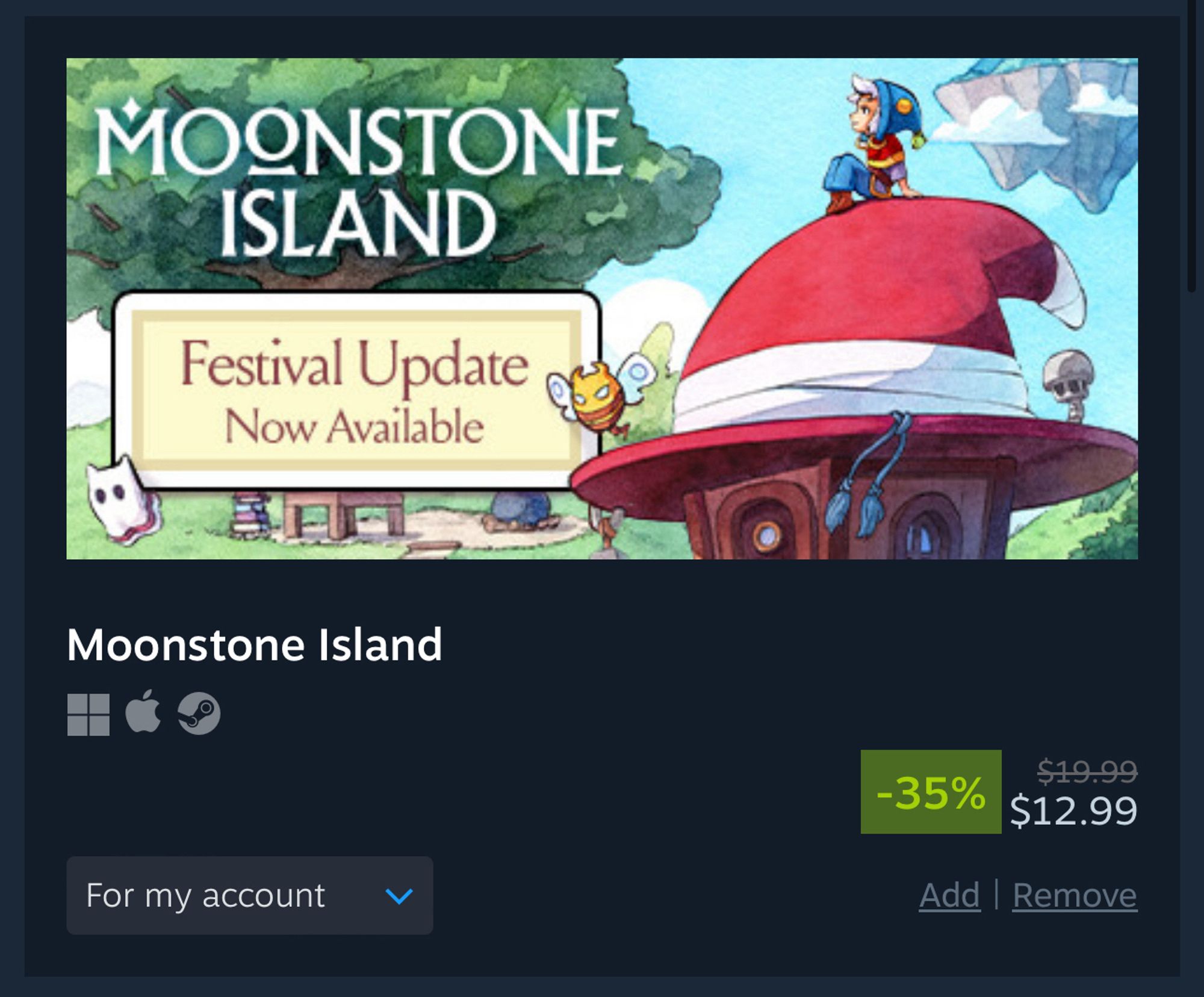 Moonstone island 35% off in my steam cart