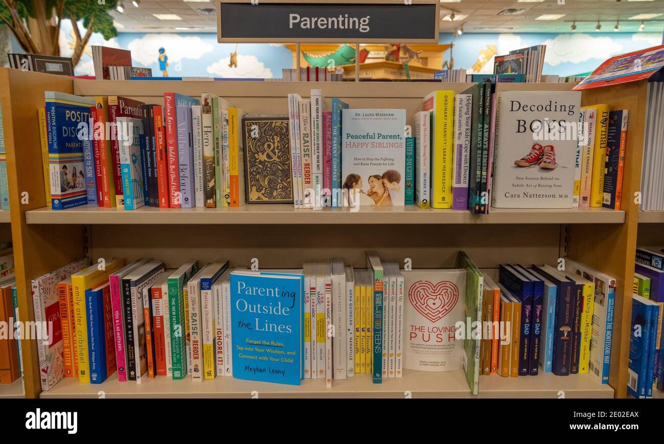 a barnes and noble shelf labelled "Parenting"