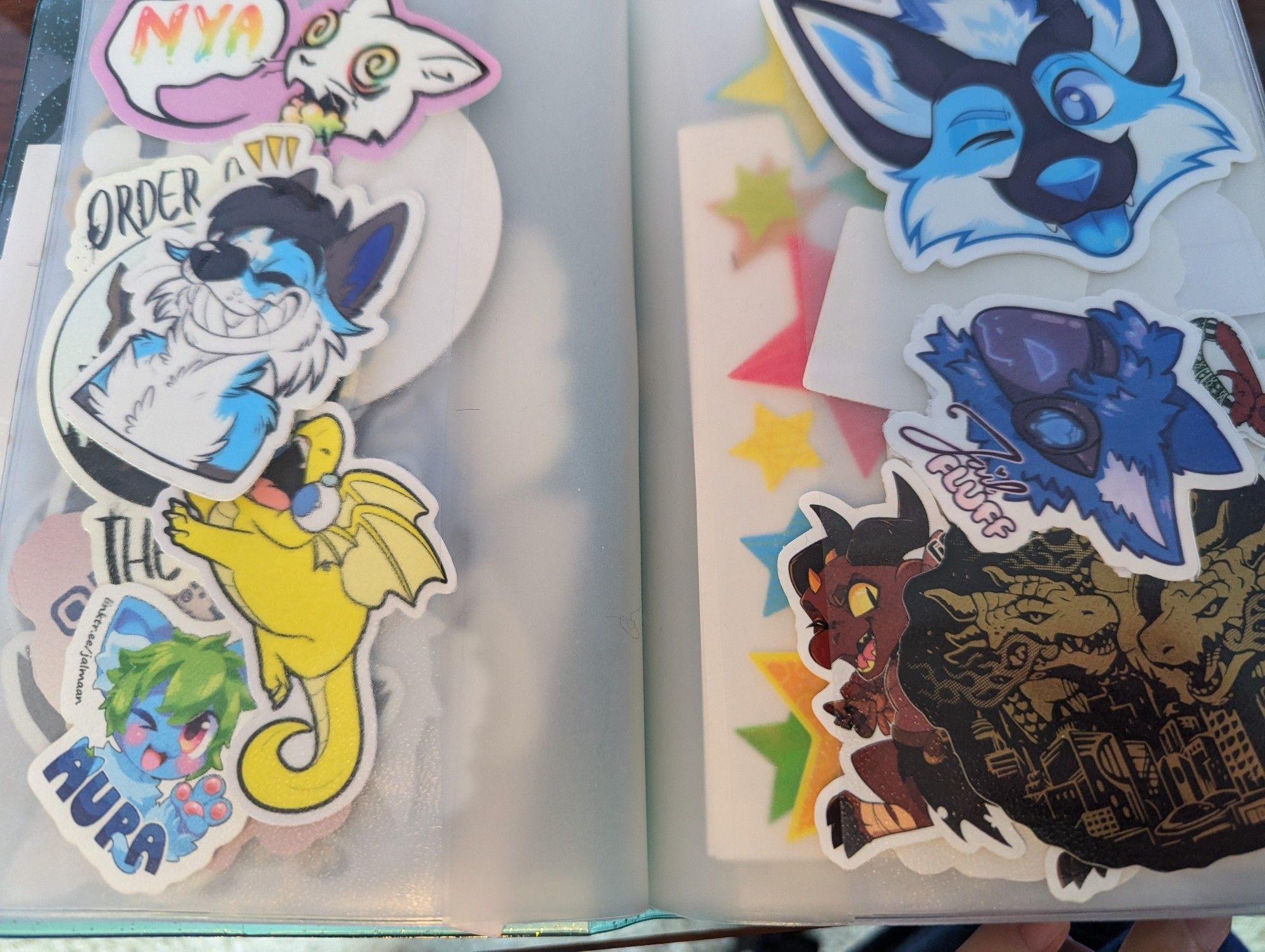 Various stickers in album