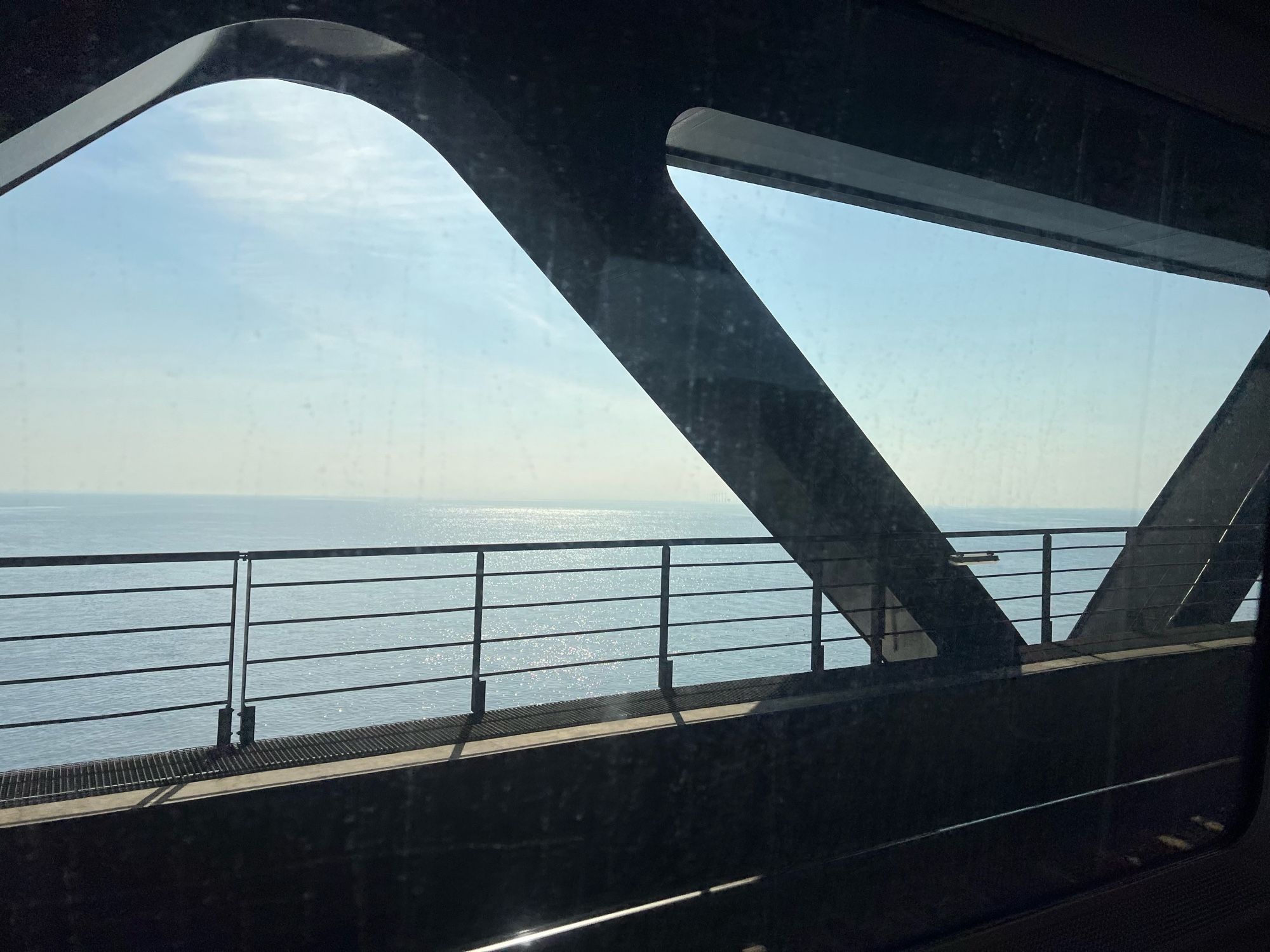 View from Øresund train window to the strait.