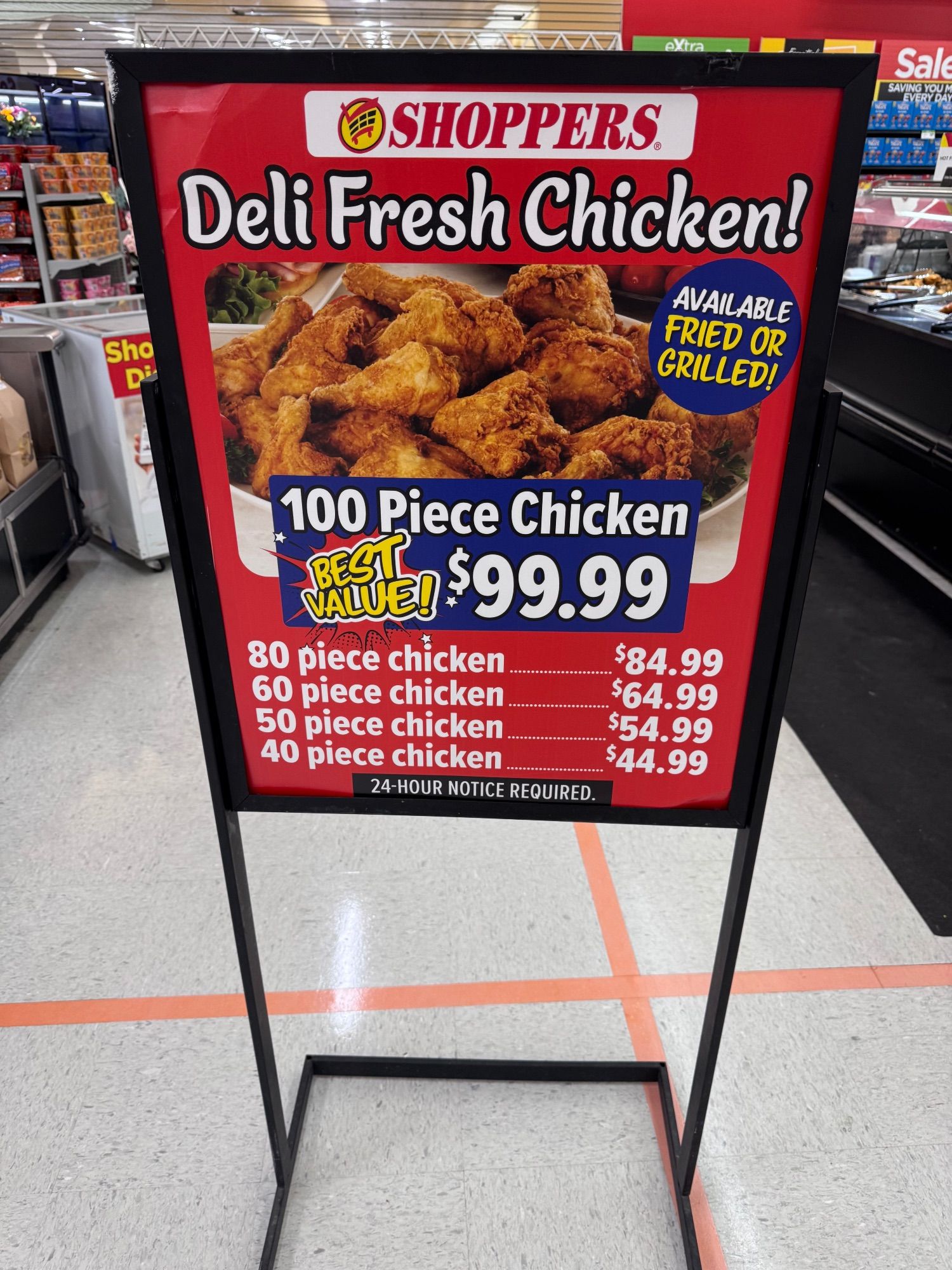 100 pieces of fried chicken for $100