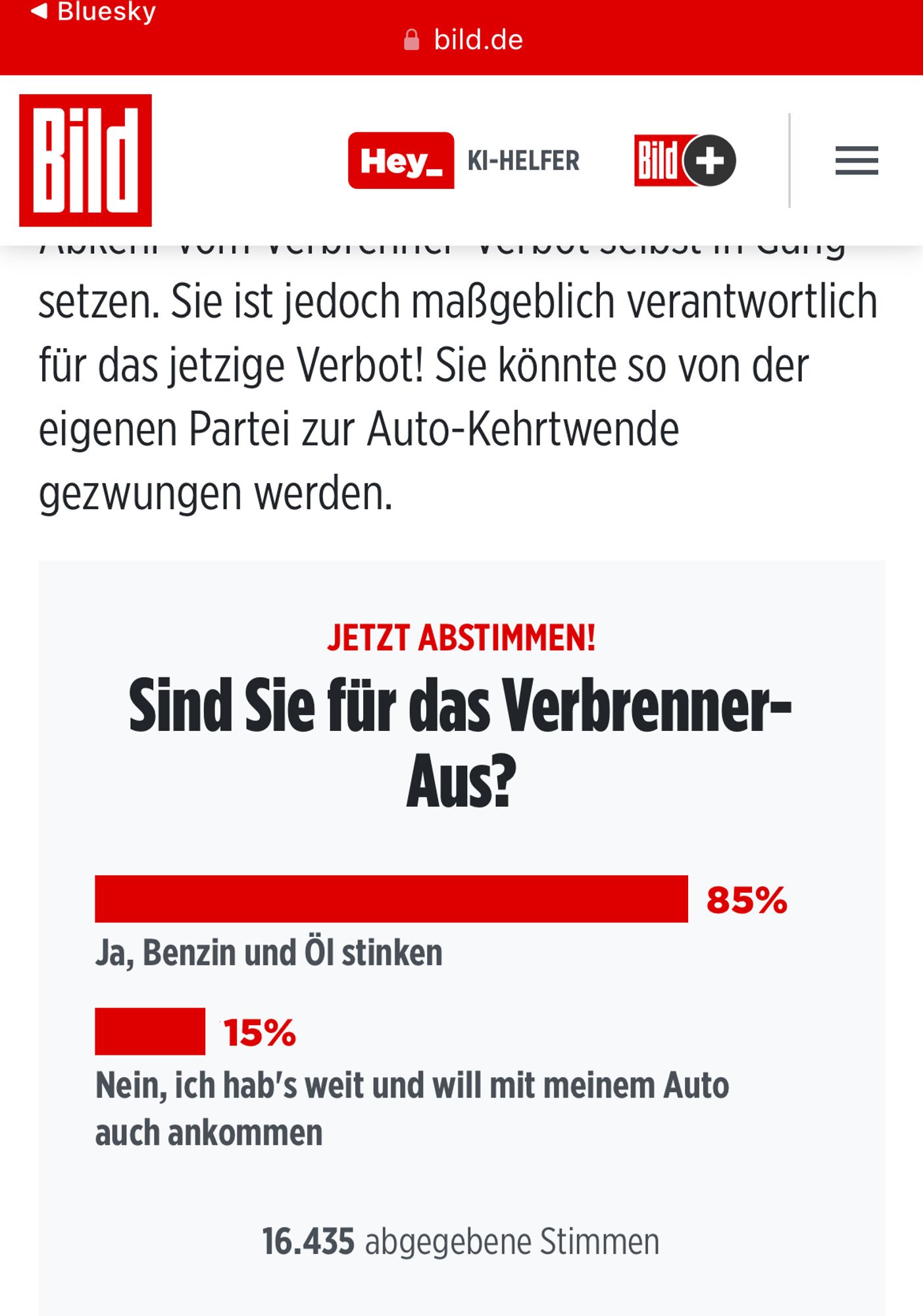 Blöd-Umfrage: 85% für Verbenner-Aus