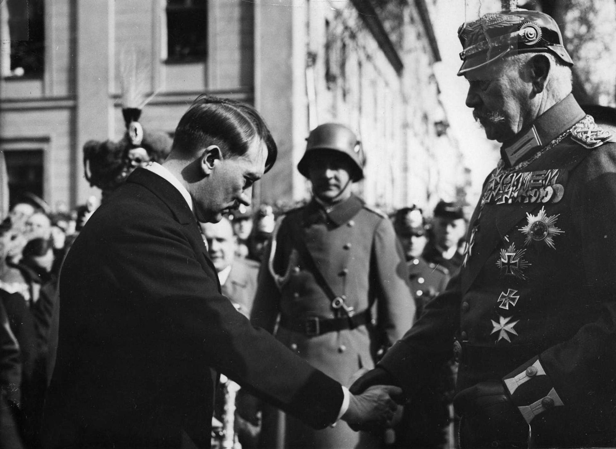 21st of March 1933: President Hindenburg shakes hands with Adolf Hitler after he appointed him as chancellor