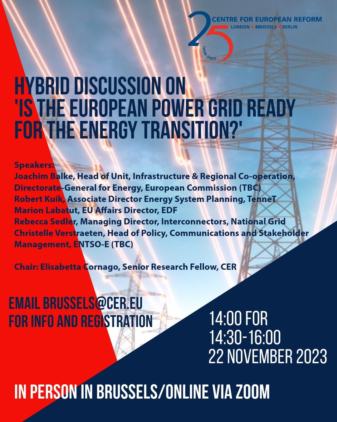 Hybrid discussion on 'Is the European power grid ready for the energy transition?' 22 November 2023