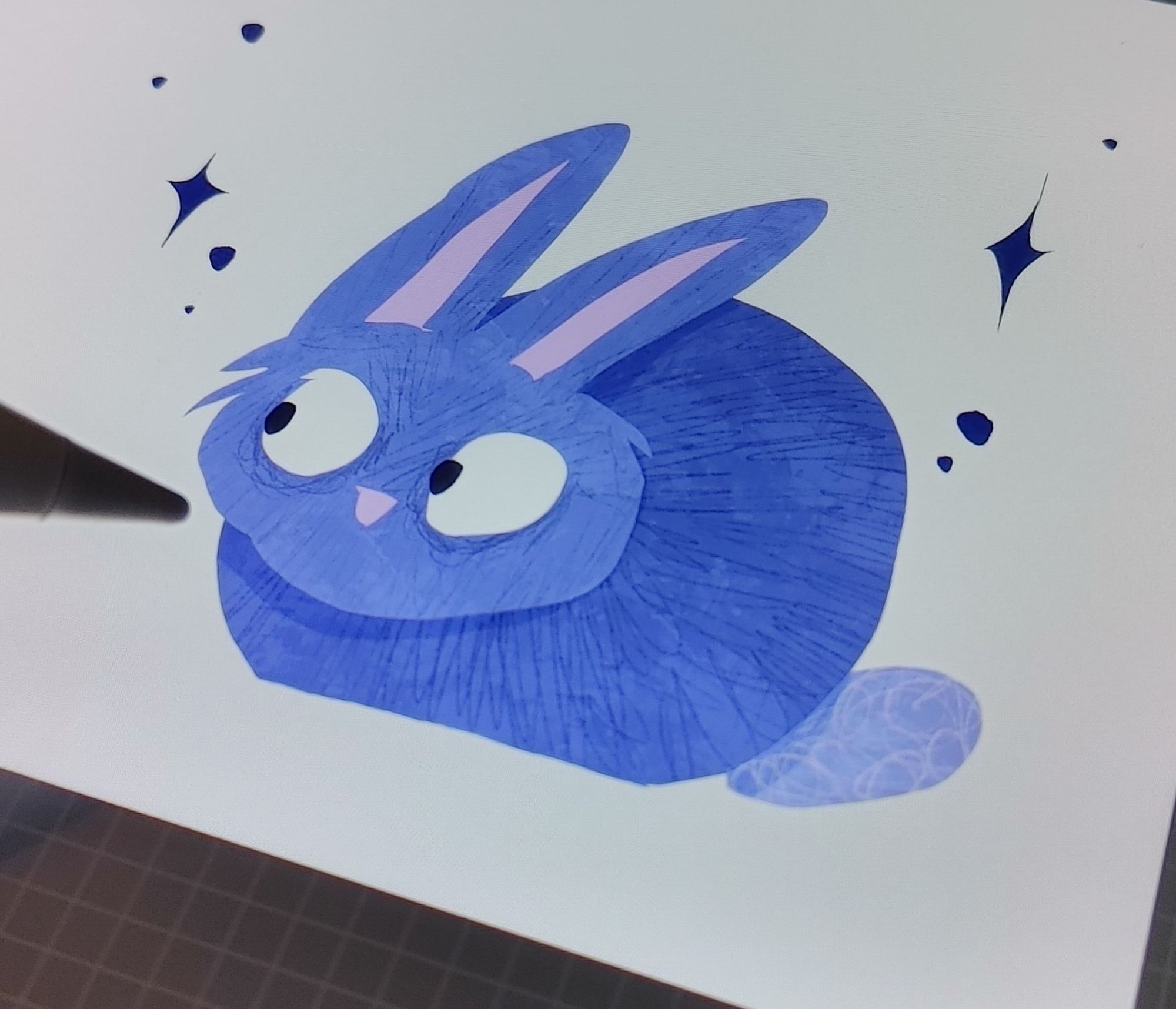 Illustration of a blue bunny