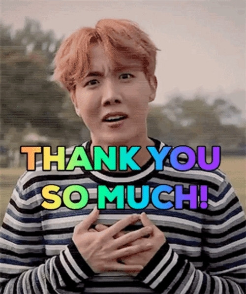 Picture of Hobi with text: thank you so much!