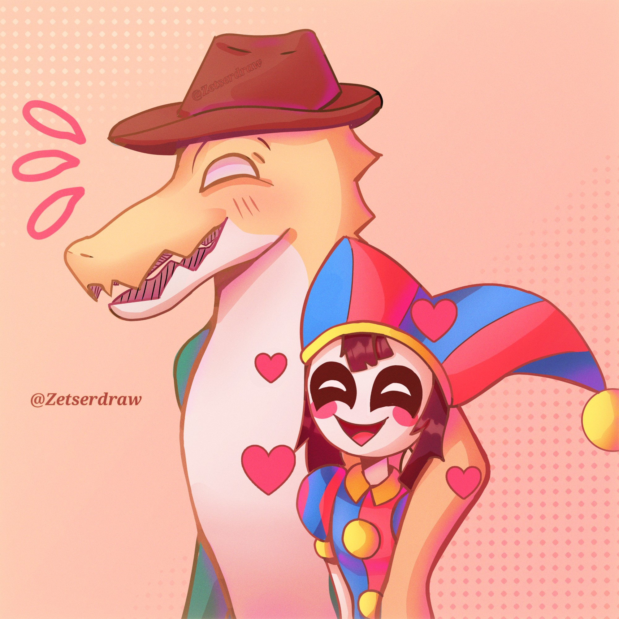 Fanart Gummigoo y pomni felices juntos